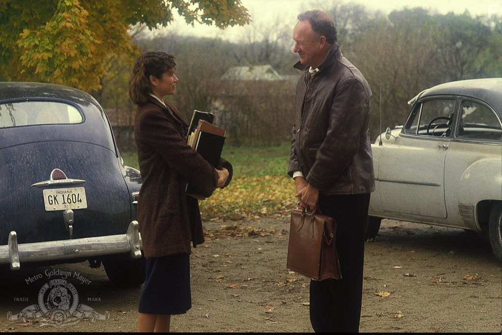 Gene Hackman and Barbara Hershey in Команда из штата Индиана (1986)