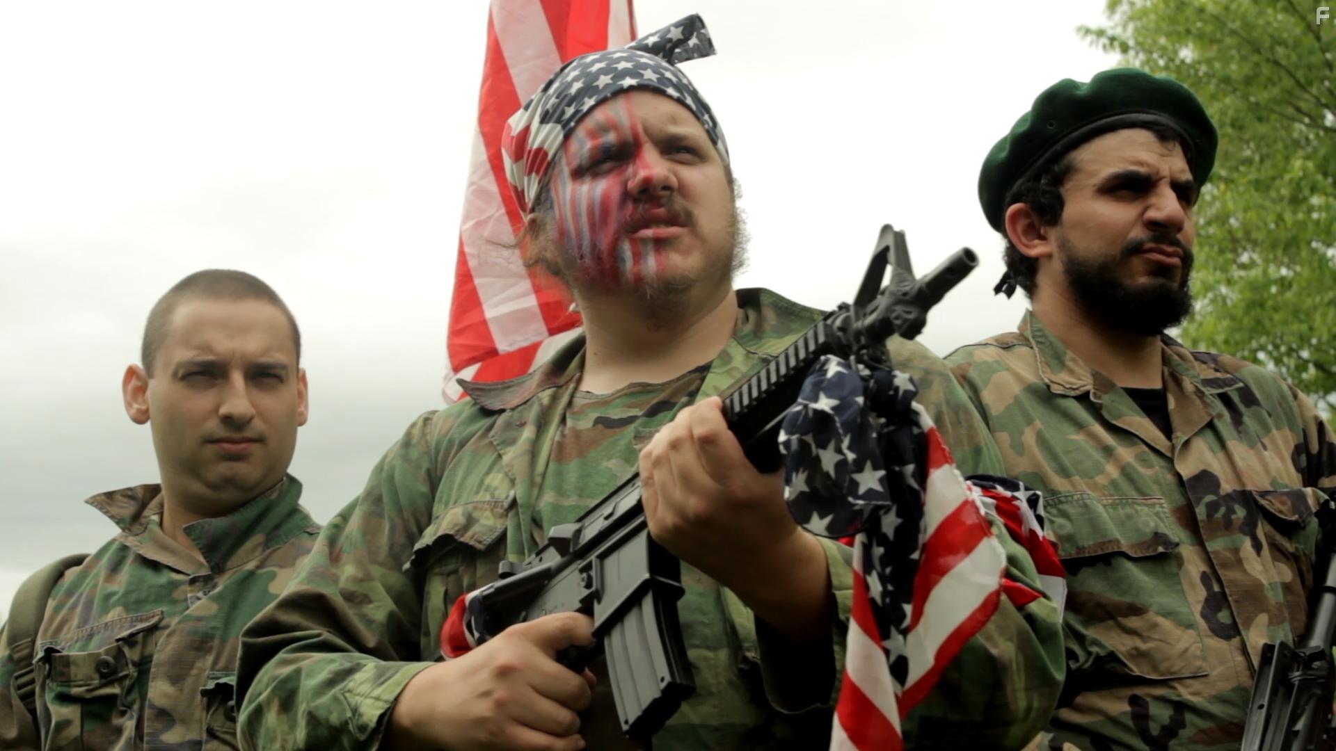 Jesse Huntz, Simeon Qualiana, and Andrew Elias in Post Apocalyptic Commando Shark (2018)