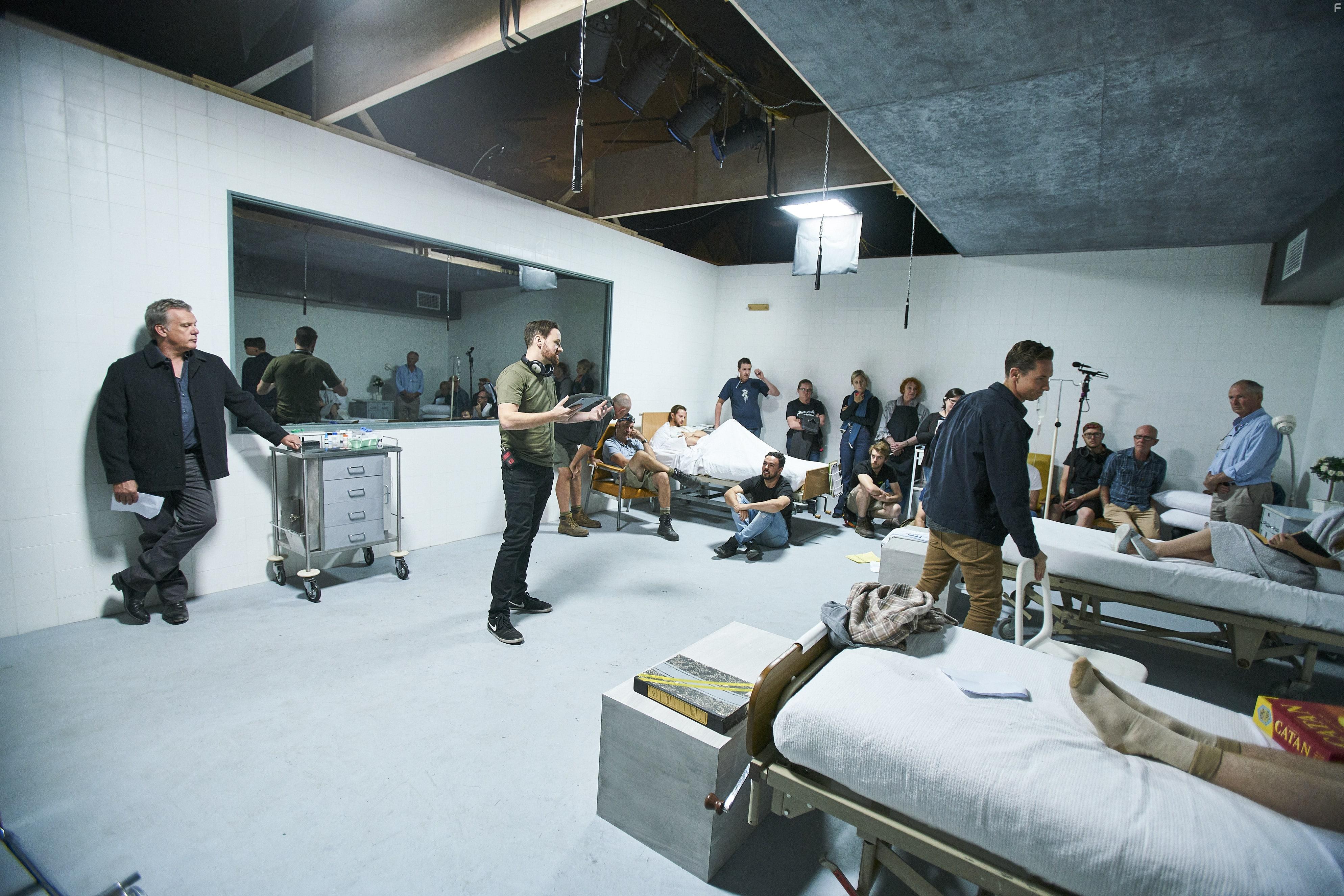 Erik Thomson, Robert Webb, Daniel J. Phillips, Matt Crook, Michael Tessari, and Adam Ovadia in Awoken (2019)