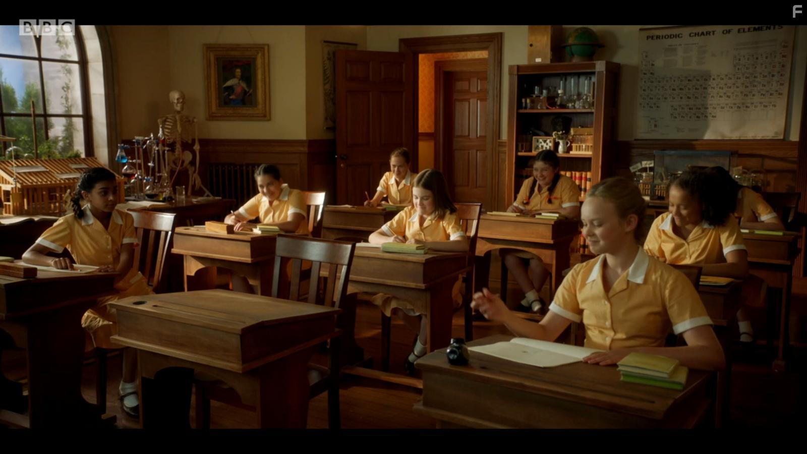 Natasha Raphael, Twinkle Jaiswal, Sienna Arif Knights, Saskia Kemkers, Danya Griver, Zoey Siewert, and Ella Bright in Malory Towers (2020)