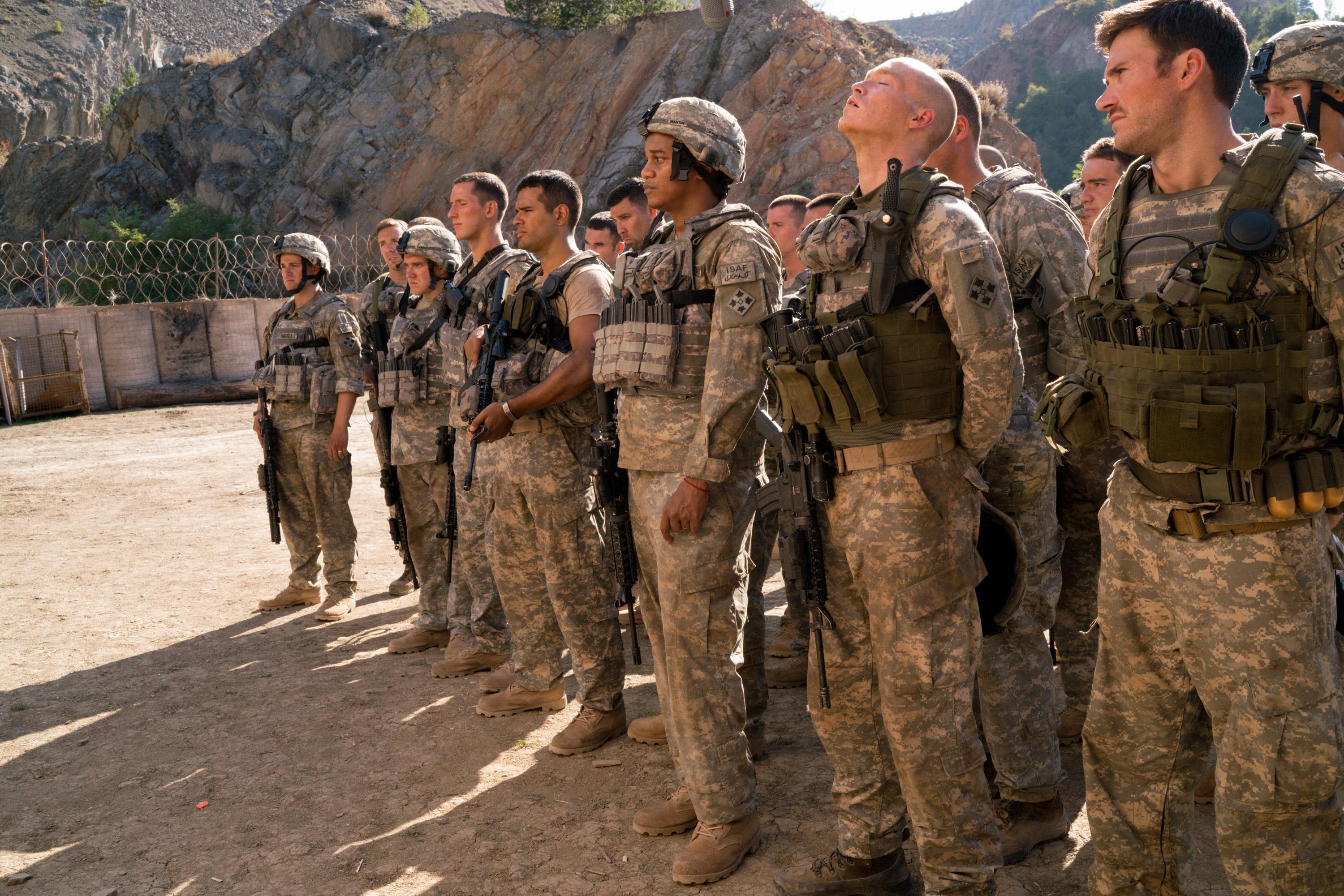 Orlando Bloom, Cory Hardrict, Jacob Scipio, Bobby Lockwood, Alexander Arnold, Scott Eastwood, Caleb Landry Jones, James Jagger, Celina Sinden, Jack Kesy, Taylor John Smith, and Milo Gibson in The Outpost (2020)