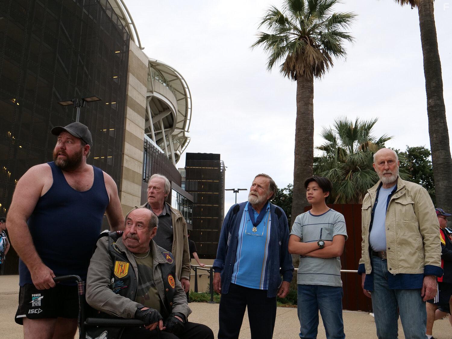 James Cromwell, Roy Billing, Jack Thompson, Dennis Waterman, Zachary Wan, and Shane Jacobson in Never Too Late (2020)