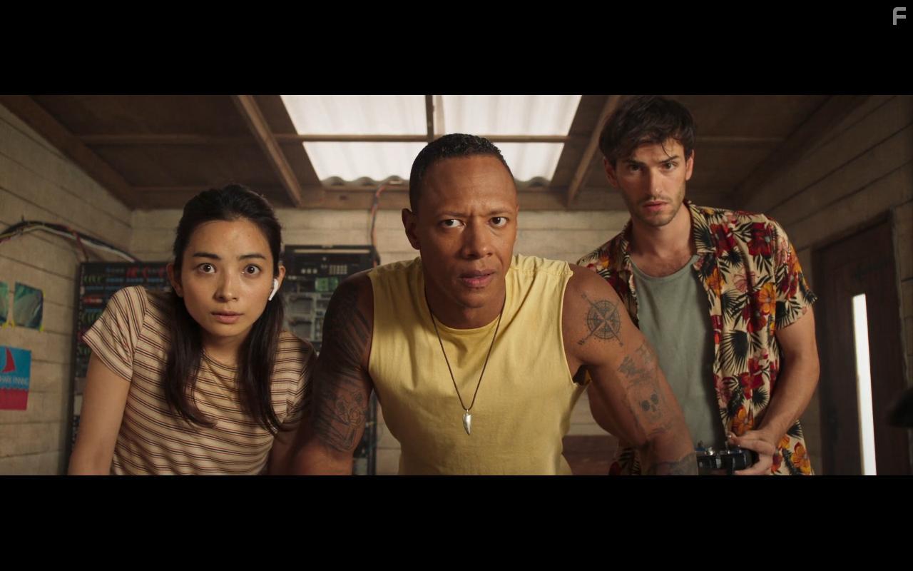 Emerson Brooks, Reina Aoi, and Alex Bhat in Deep Blue Sea 3 (2020)