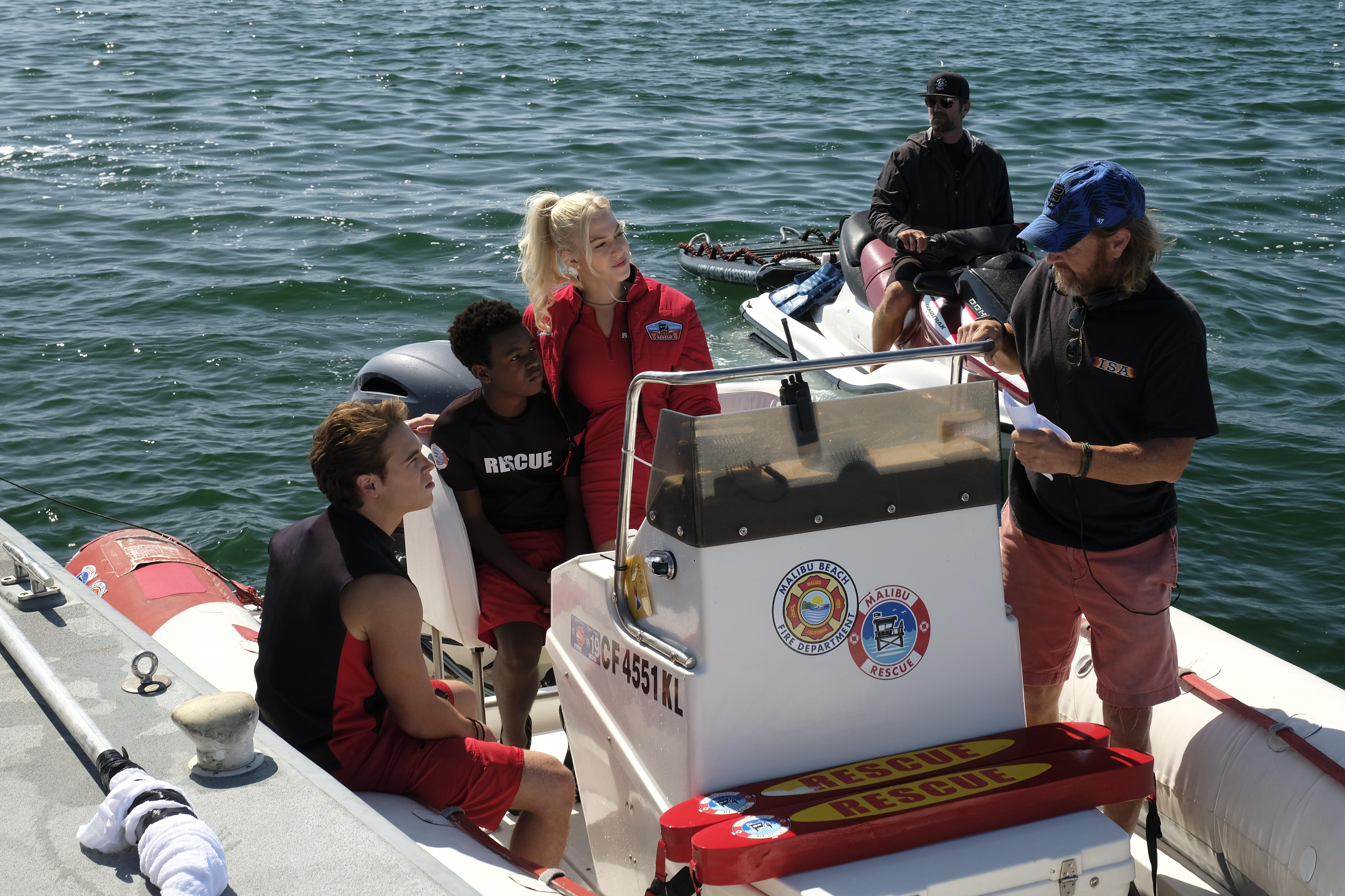 Scott McAboy, Jackie R. Jacobson, Alkoya Brunson, and Ricardo Hurtado in Malibu Rescue: The Next Wave (2020)