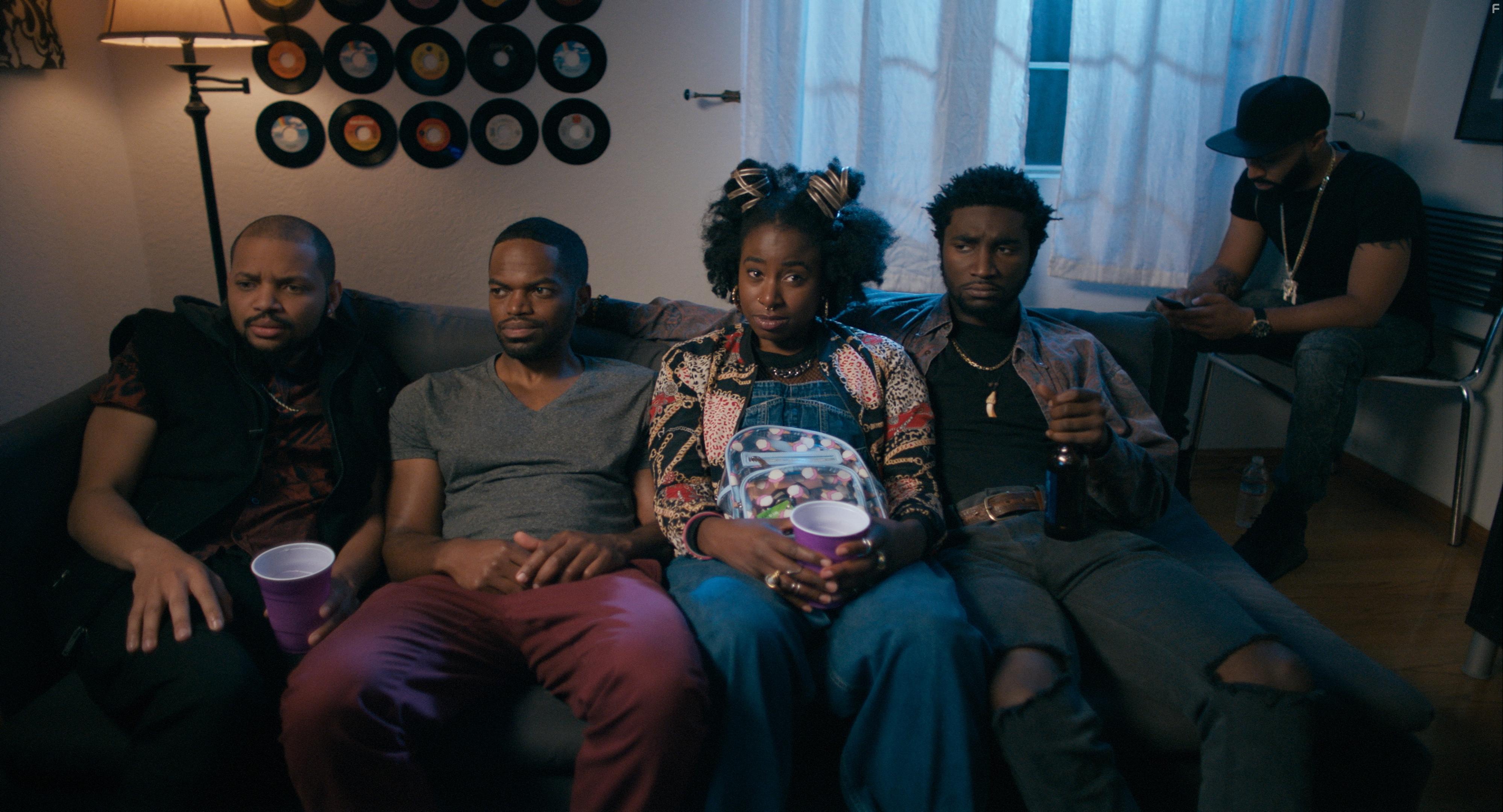 Tone Bell, Hari Williams, Kirby Howell-Baptiste, Lamar Woods, and Jonathan Bangs in It's A Party (2018)