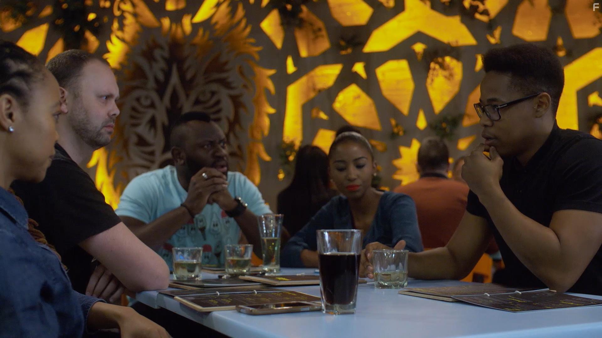 Pacou Mutombo, Katlego Baaitse, Pauline Zwane, and Charl de Villiers in Jongo (2016)