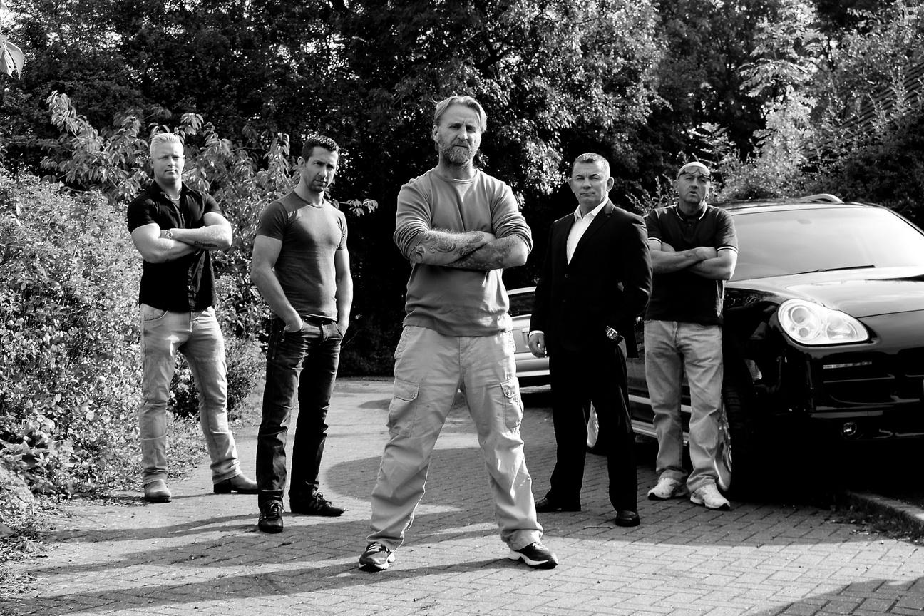 Byron Gibson, Shaun Boland, Taffy Edwards, and David Gadsby in English Dogs (2020)