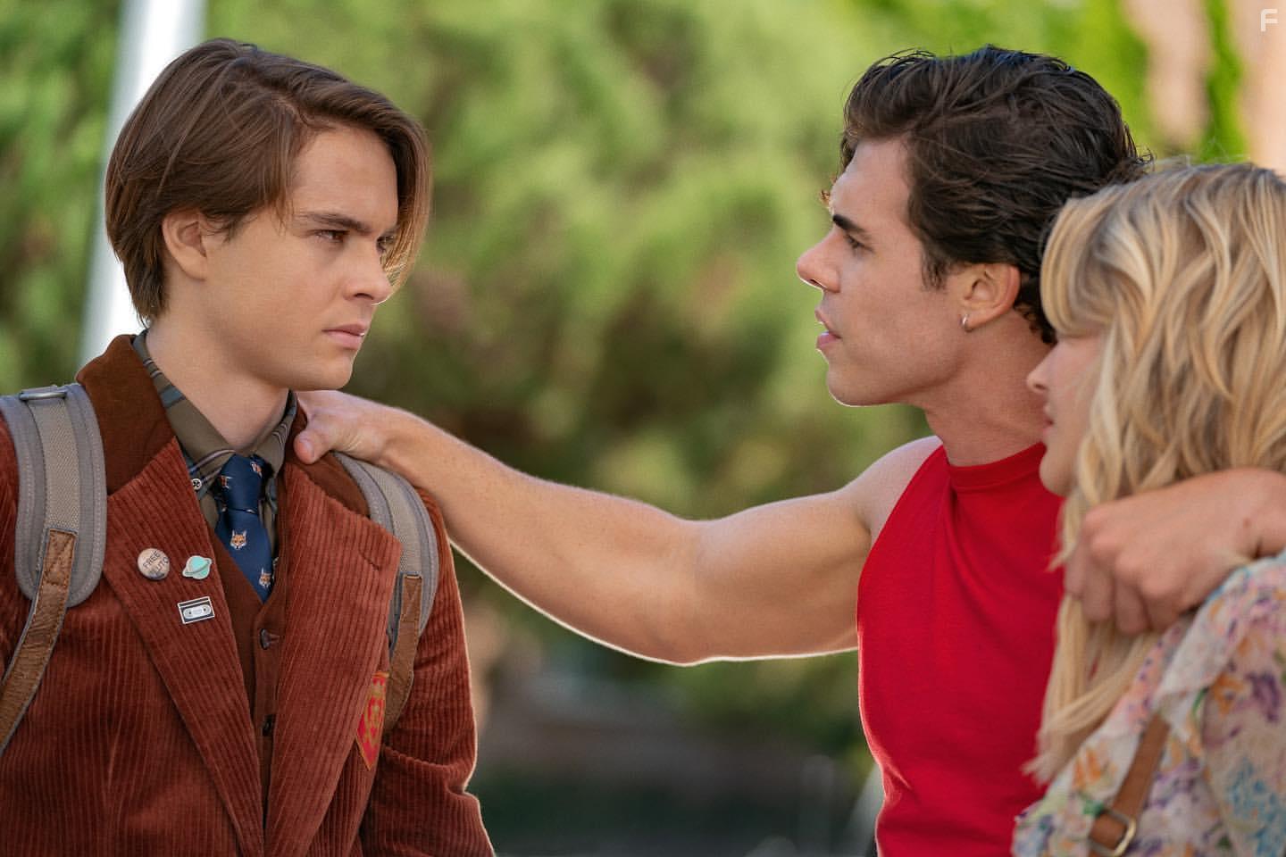 Emily Alyn Lind, Judah Lewis, and Maximilian Acevedo in The Babysitter: Killer Queen (2020)