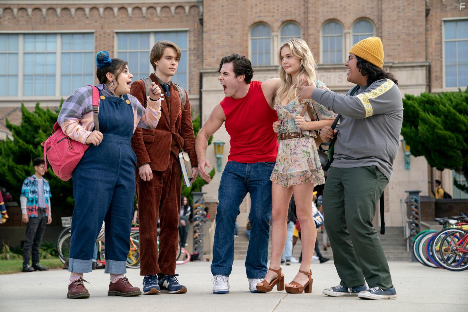 Emily Alyn Lind, Juliocesar Chavez, Judah Lewis, and Maximilian Acevedo in The Babysitter: Killer Queen (2020)