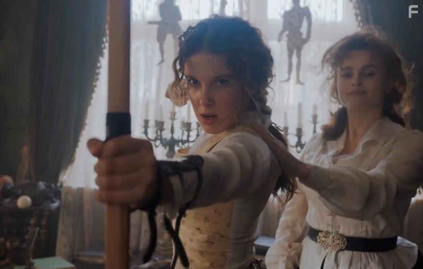 Helena Bonham Carter and Millie Bobby Brown in Enola Holmes (2020)