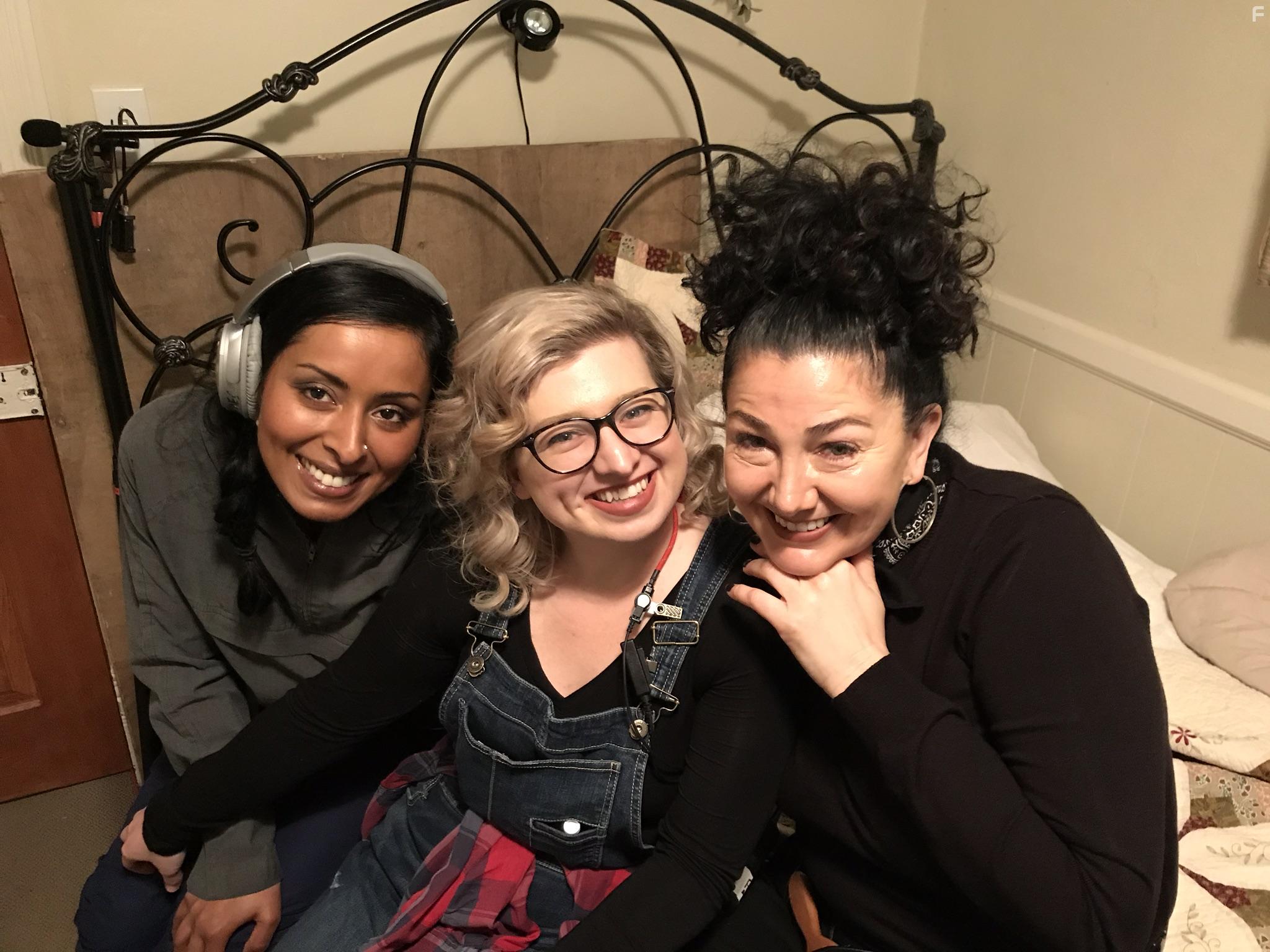 Clarissa Lavon (Assistant Costume Designer), Kiki (HMUA) and Rumi Ali (Boom Op) behind the scenes on The Wolf Of Snow Hollow- shot in Utah
