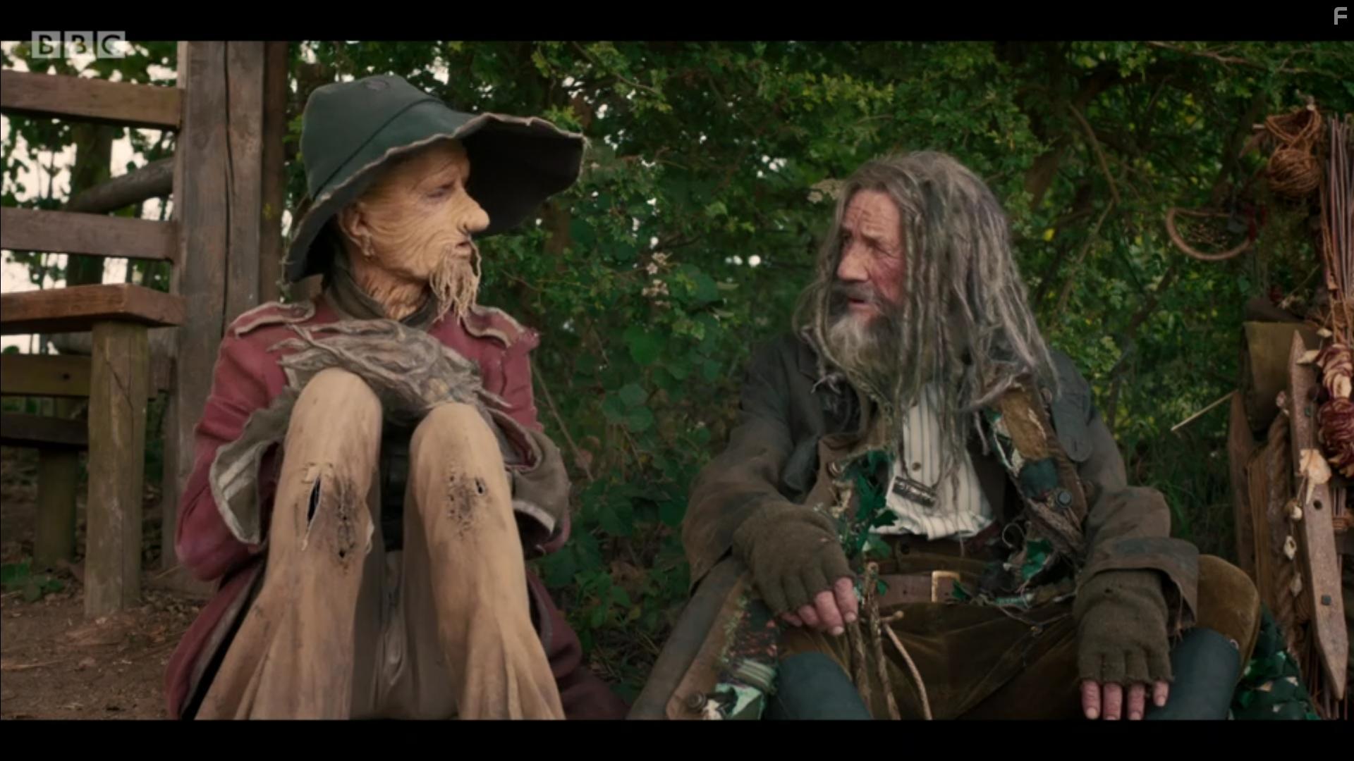 Michael Palin and Mackenzie Crook in Worzel Gummidge (2019)