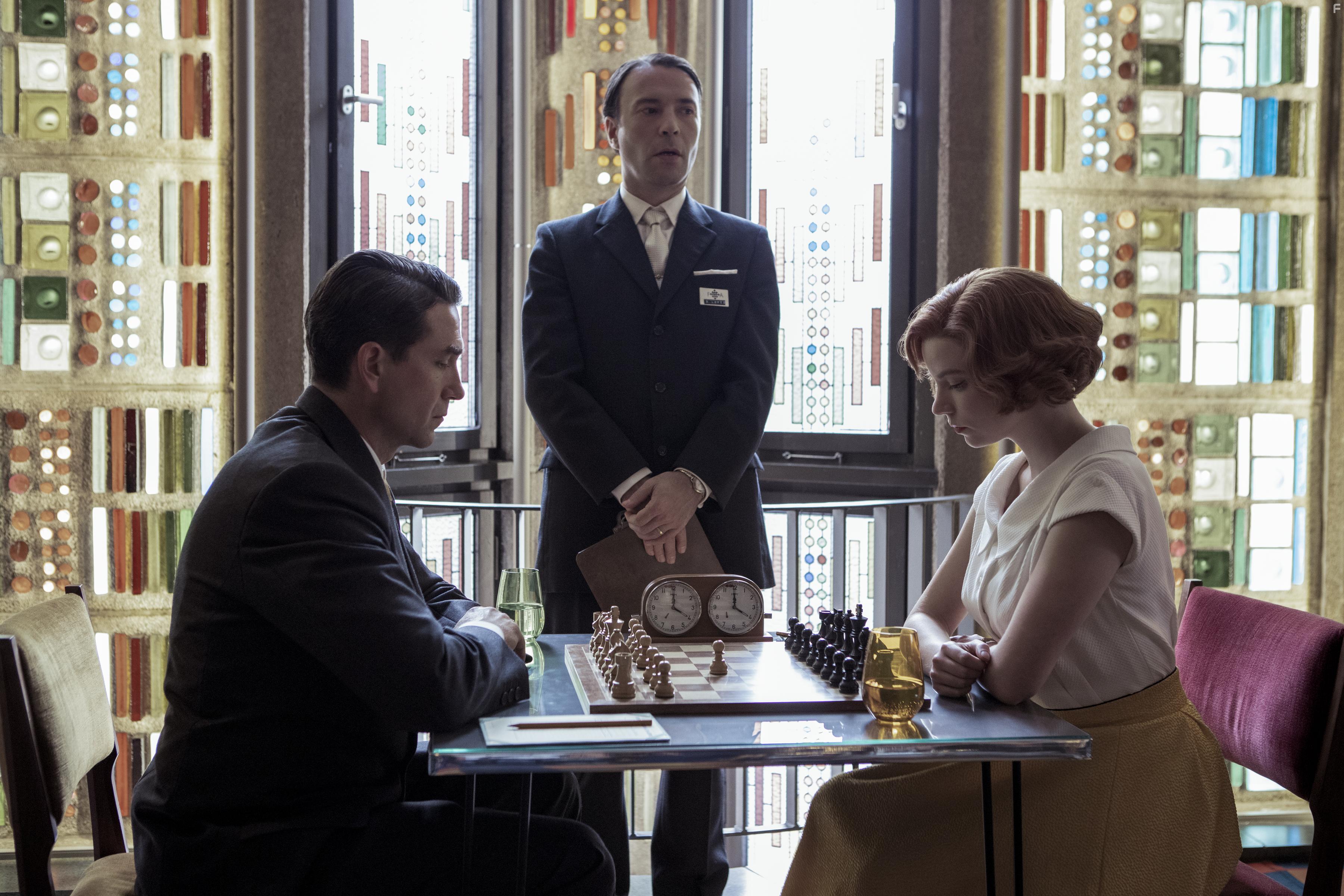 Marcin Dorocinski and Anya Taylor-Joy in The Queen's Gambit (2020)