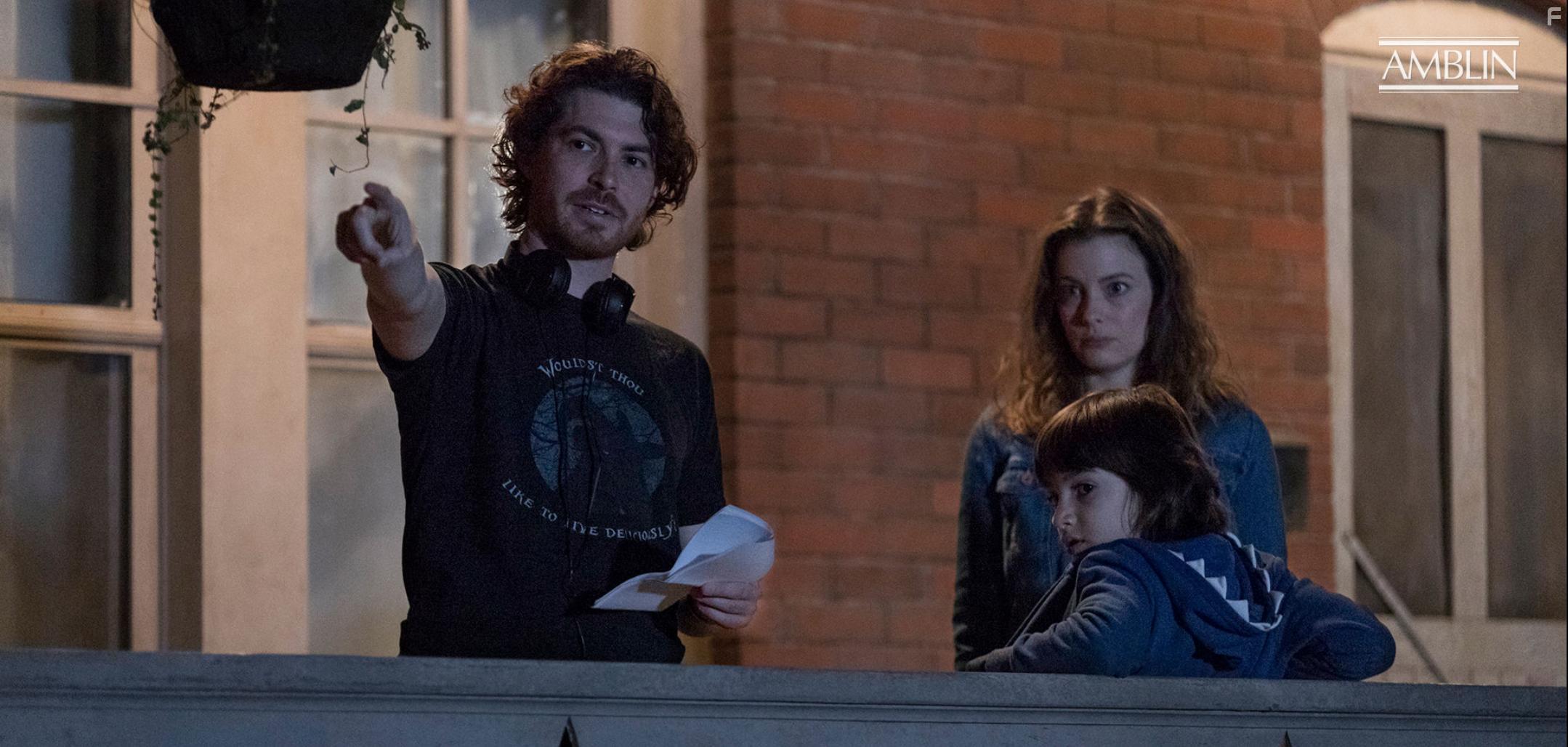 BTS Azhy Robertson, Gillian Jacobs, and Jacob Chase in Come Play