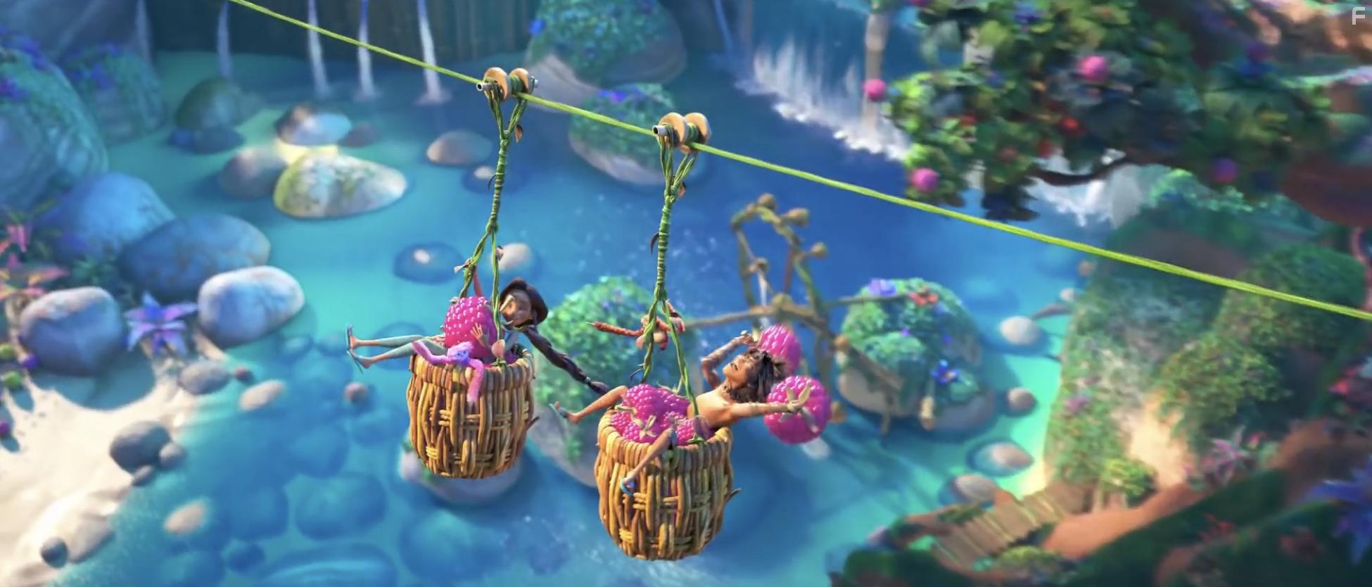 Ryan Reynolds, Chris Sanders, and Kelly Marie Tran in The Croods: A New Age (2020)