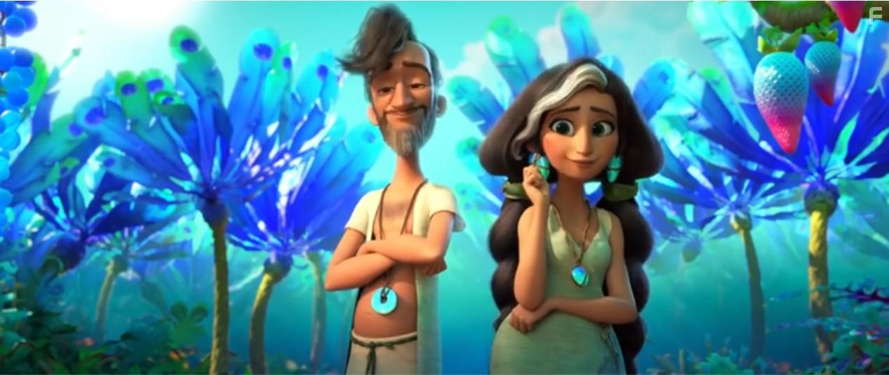 Leslie Mann and Peter Dinklage in The Croods: A New Age (2020)