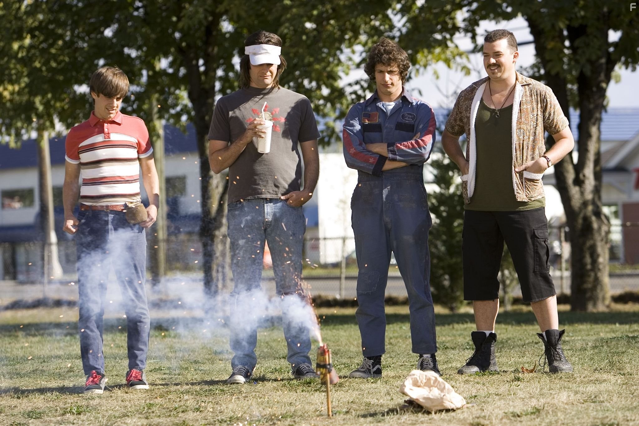 Bill Hader, Danny McBride, Jorma Taccone, and Andy Samberg in Лихач (2007)