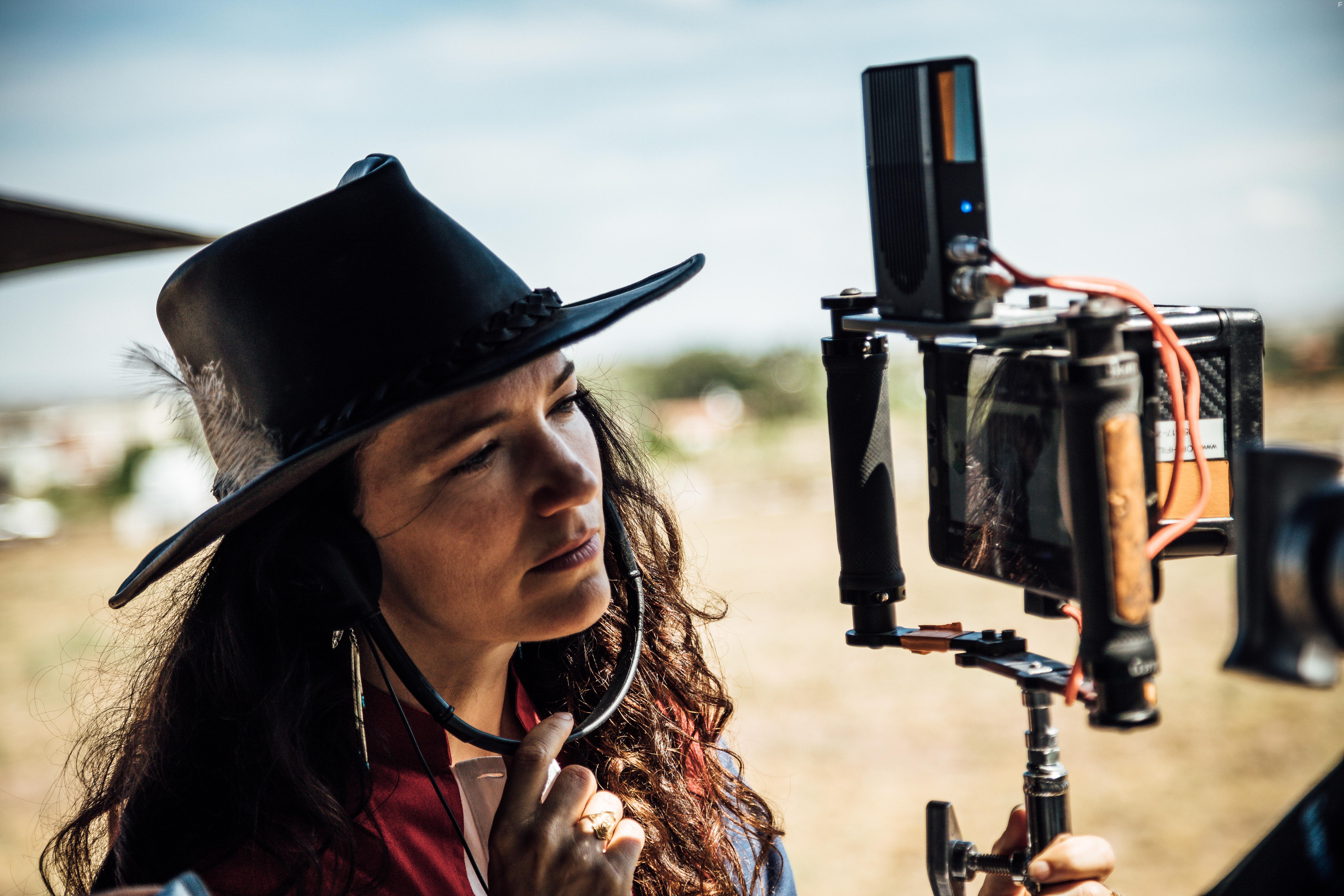 Director April Mullen on the set of Wander