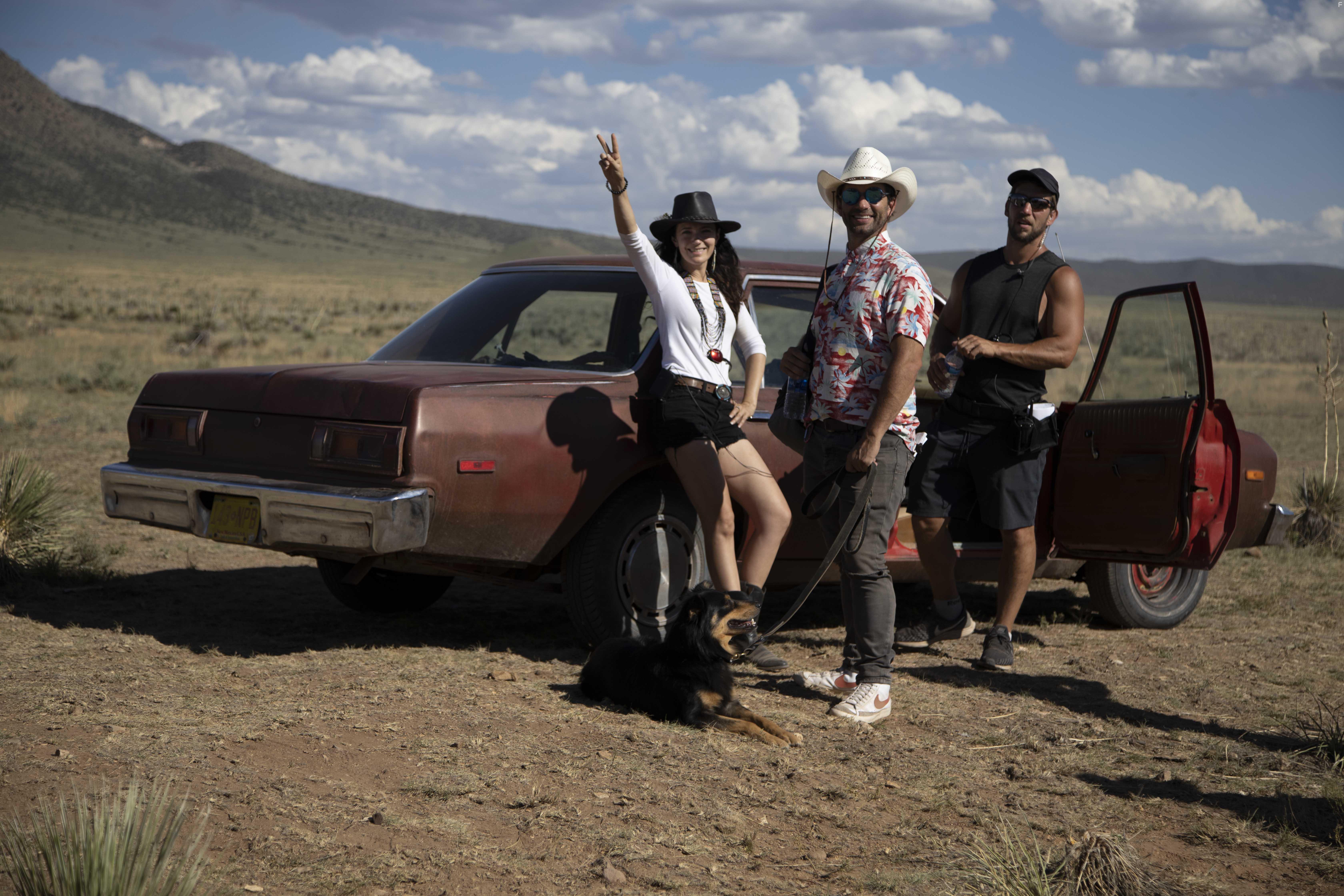 Director April Mullen, Writer/Producer Tim Doiron and Cinematographer Russ DeJong on the set of Wander