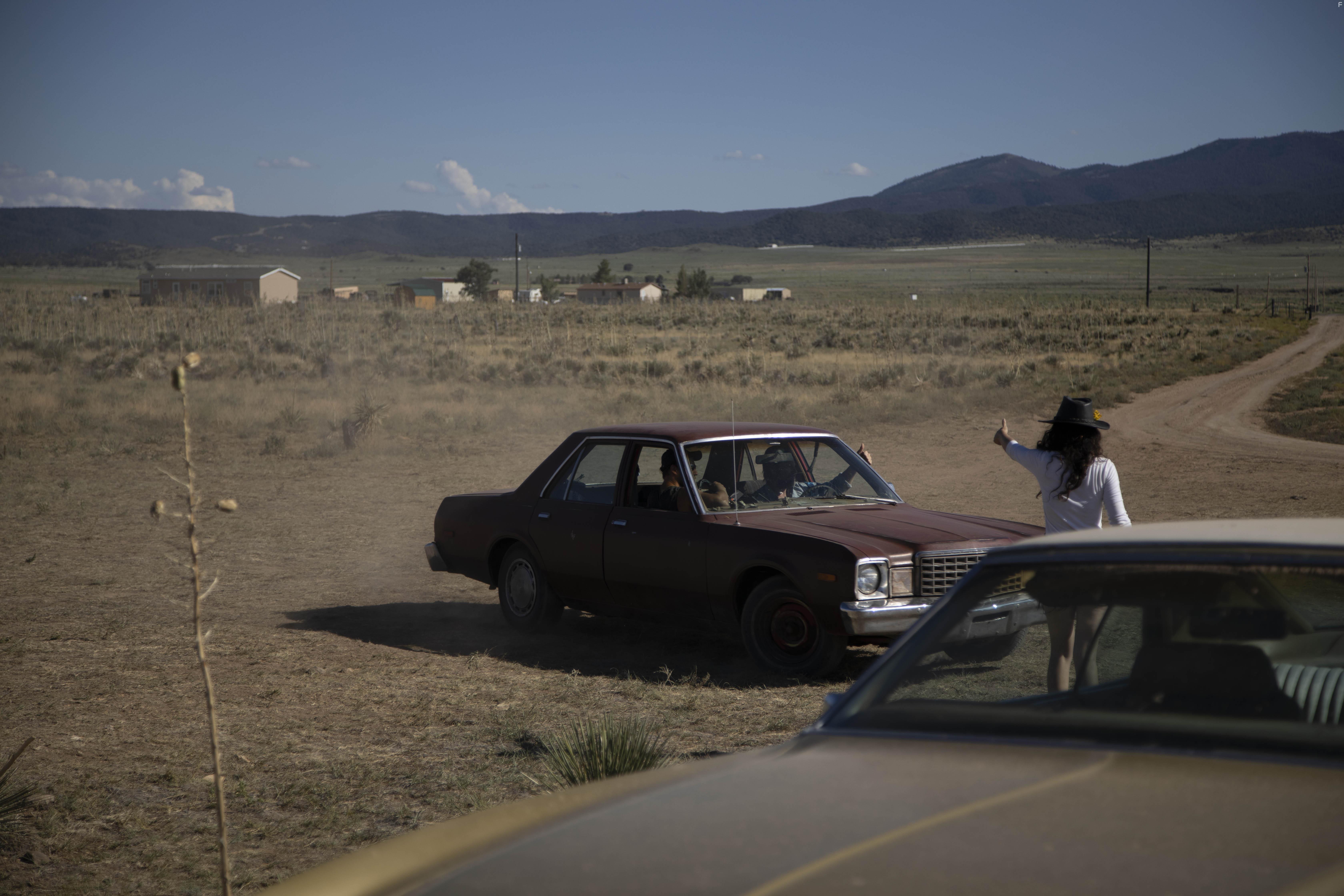Director April Mullen with Actor Aaron Eckhart on the Set of Wander
