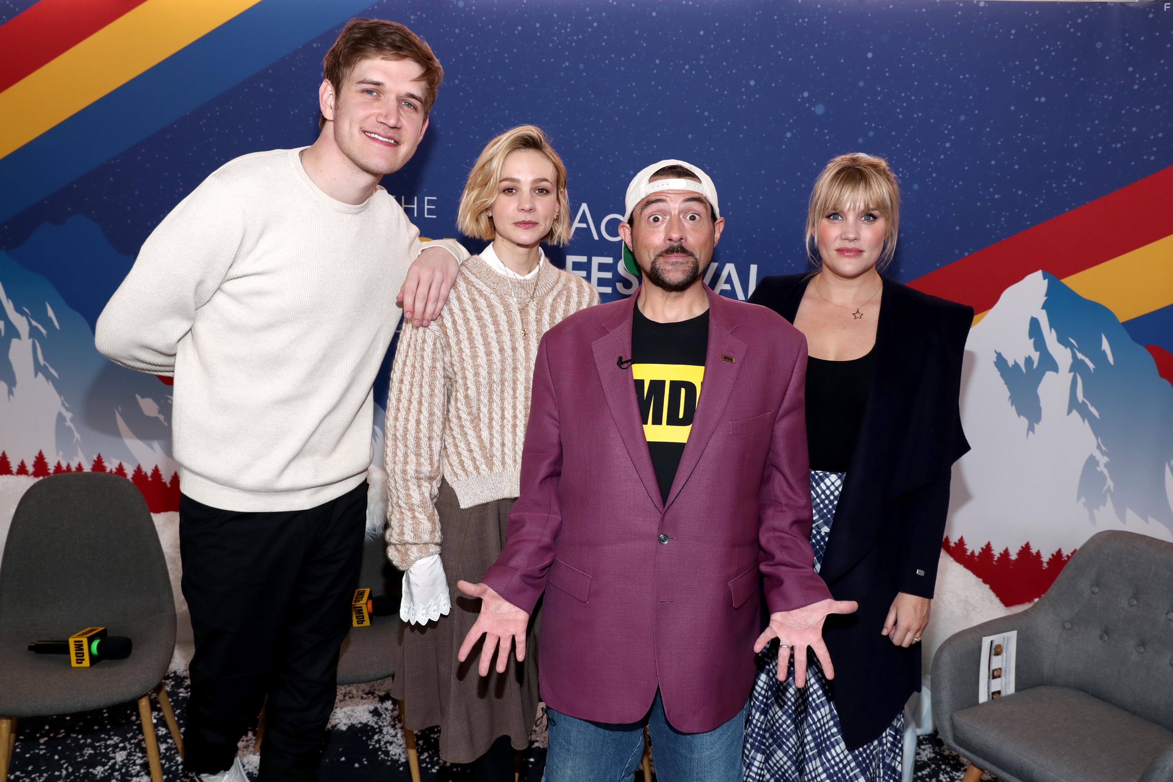 Kevin Smith, Carey Mulligan, Emerald Fennell, and Bo Burnham at an event for The IMDb Studio at Sundance: The IMDb Studio at Acura Festival Village (2020)