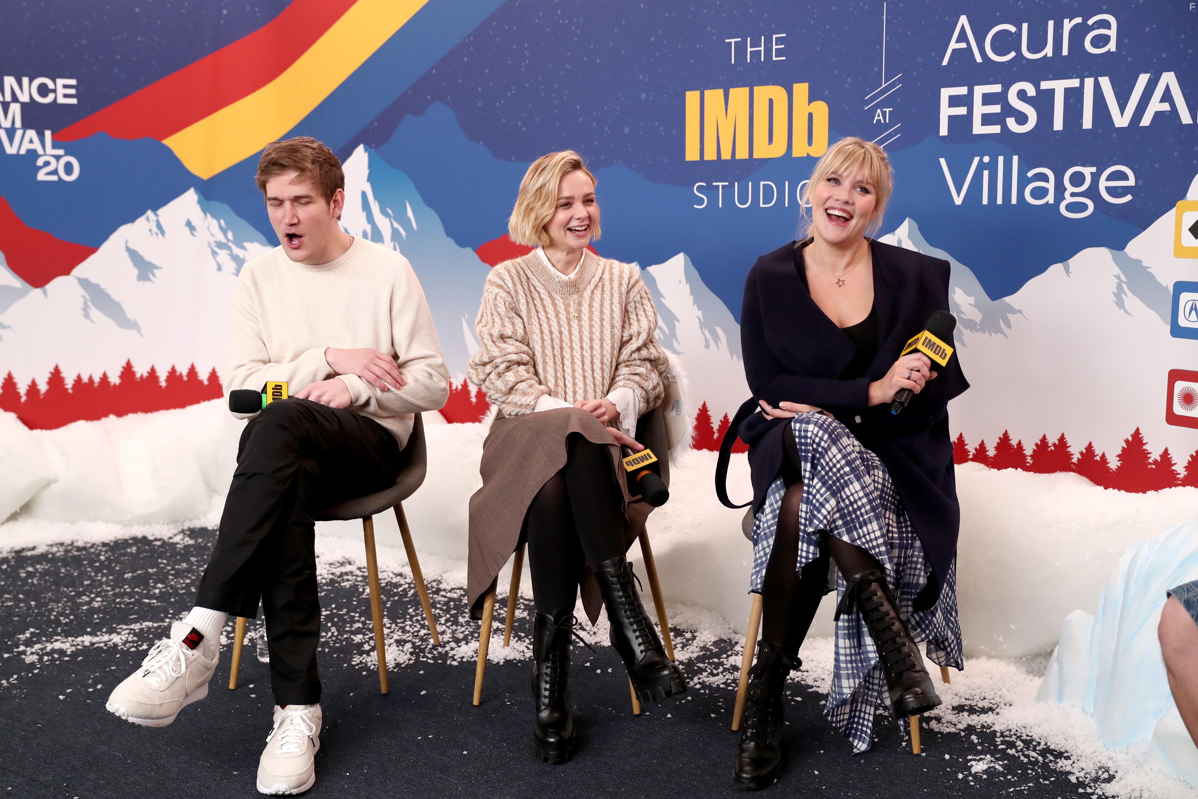 Carey Mulligan, Emerald Fennell, and Bo Burnham at an event for The IMDb Studio at Sundance: The IMDb Studio at Acura Festival Village (2020)