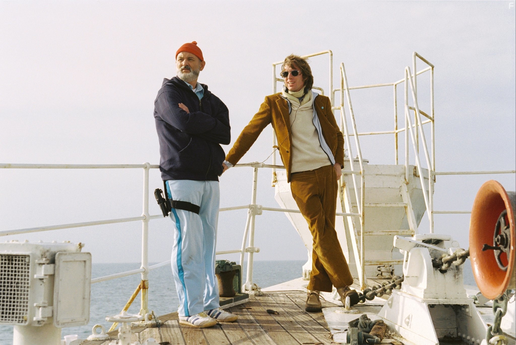 Bill Murray and Wes Anderson in Водная жизнь (2004)
