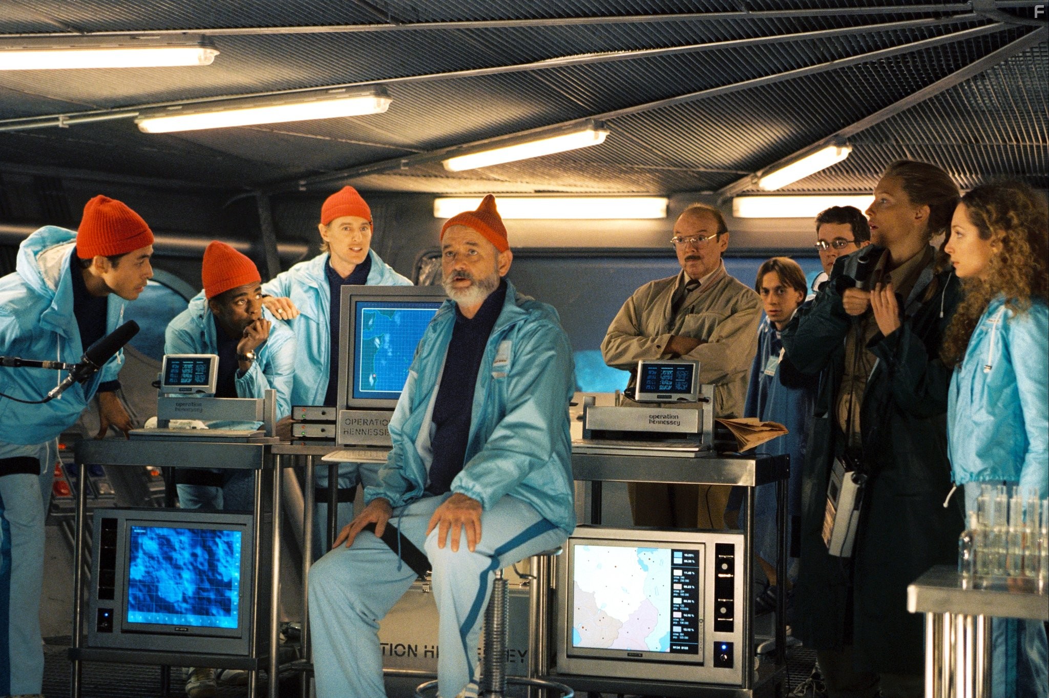 Bill Murray, Cate Blanchett, Bud Cort, Owen Wilson, Robyn Cohen, and Seu Jorge in Водная жизнь (2004)