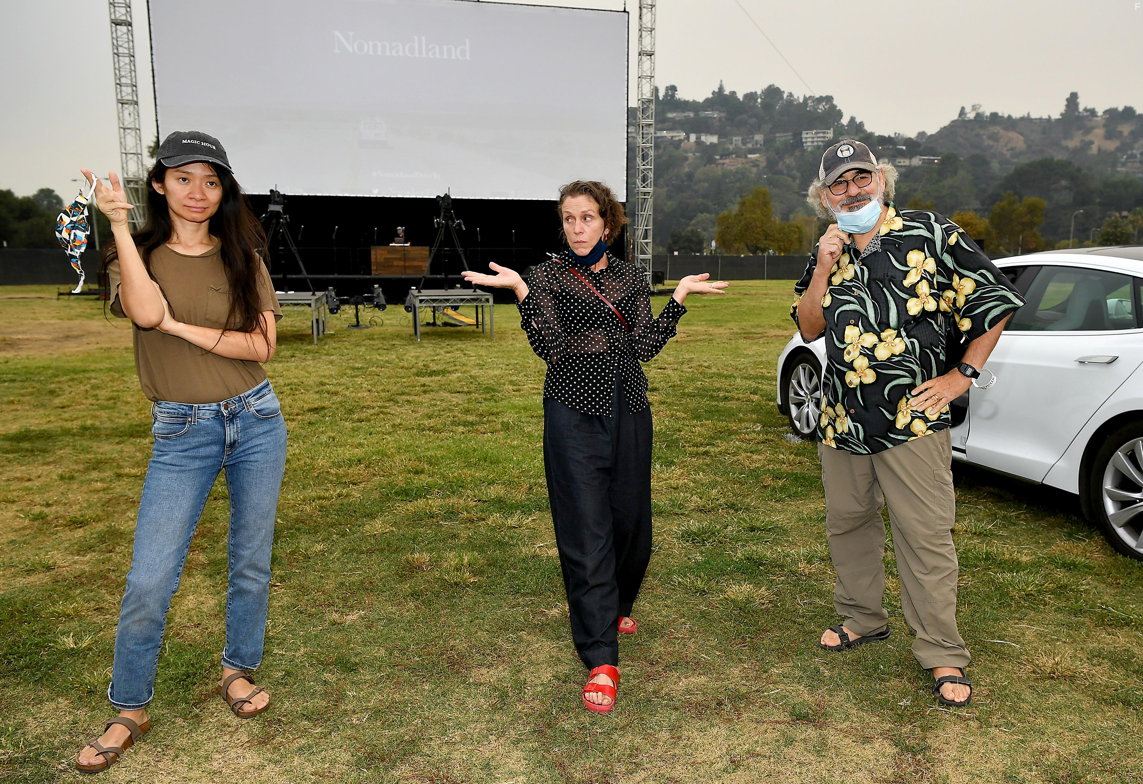 Frances McDormand, Chlo Zhao, and Stephen Gilula at an event for Nomadland (2020)