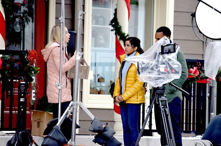 Tiya Sircar, Michael Xavier, and Kristen Kurnik in Christmas on Wheels (2020)
