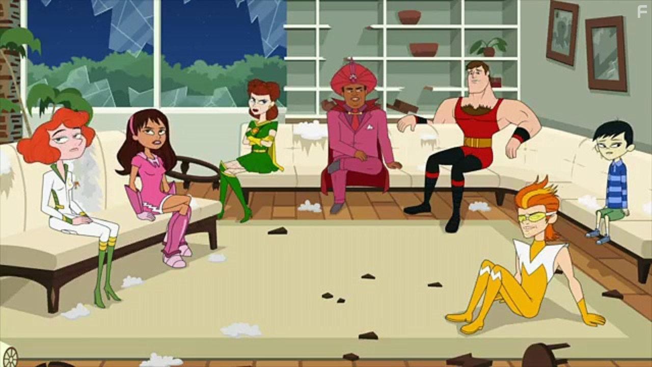 Ike Barinholtz, Rashida Jones, Taran Killam, Bobby Lee, Emily Spivey, Kenan Thompson, and Paula Pell in The Awesomes (2013)