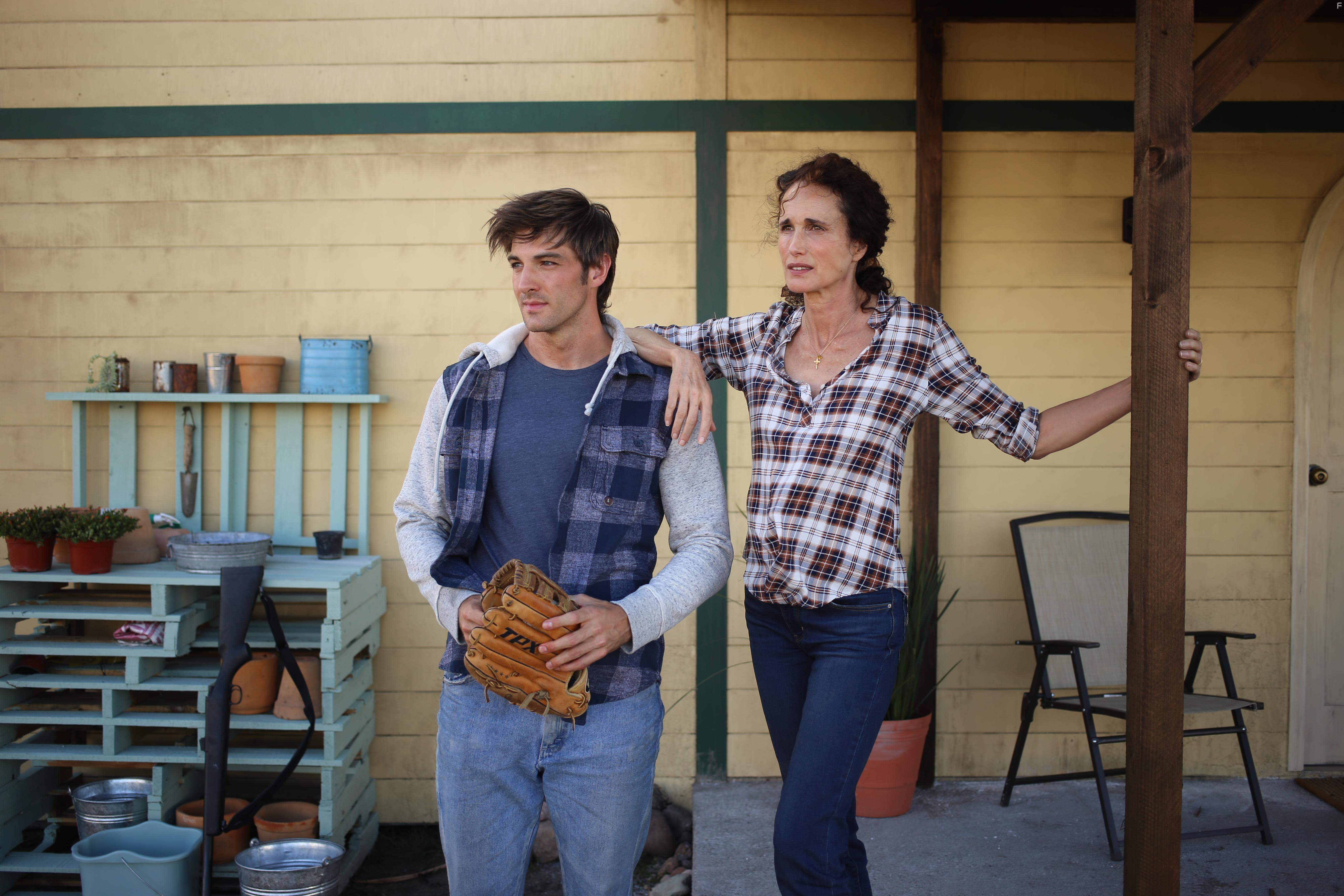 Andie MacDowell and Jake Allyn in No Man's Land (2021)