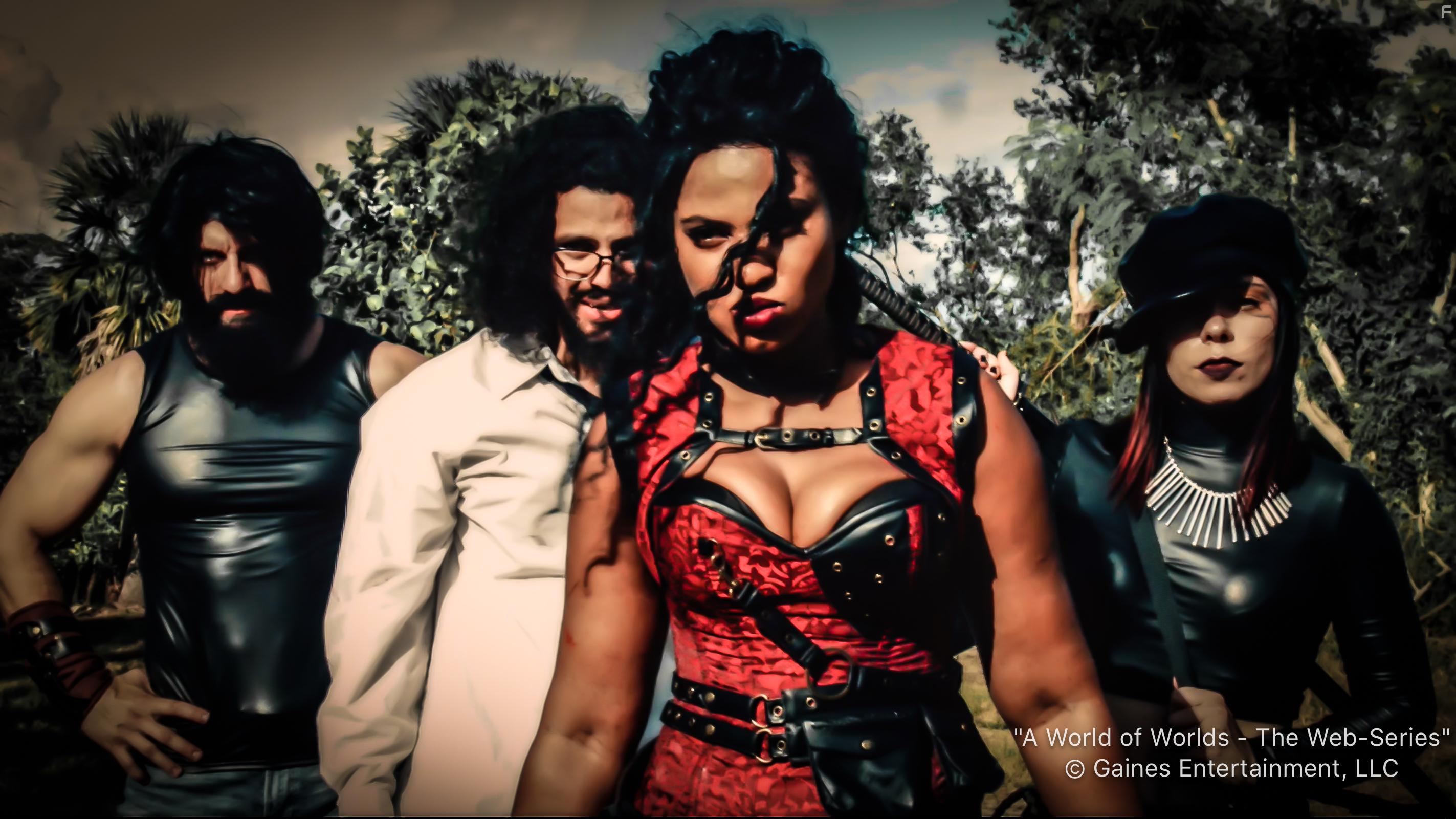 Zachary Vazquez, Daphnee Avril Bless, Desiree Rosbeck, and Robert Rios in A World of Worlds (2020)