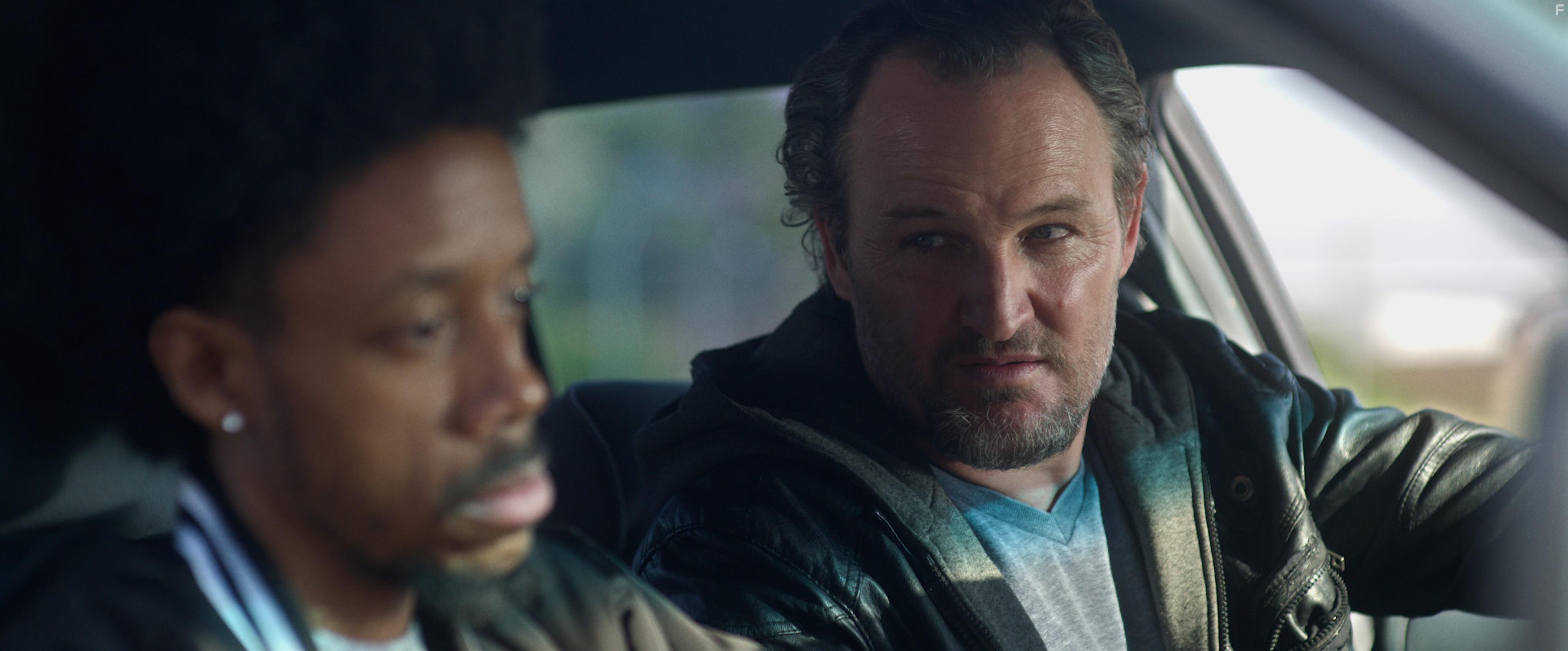 Jason Clarke and Darrell Britt-Gibson in Silk Road (2021)