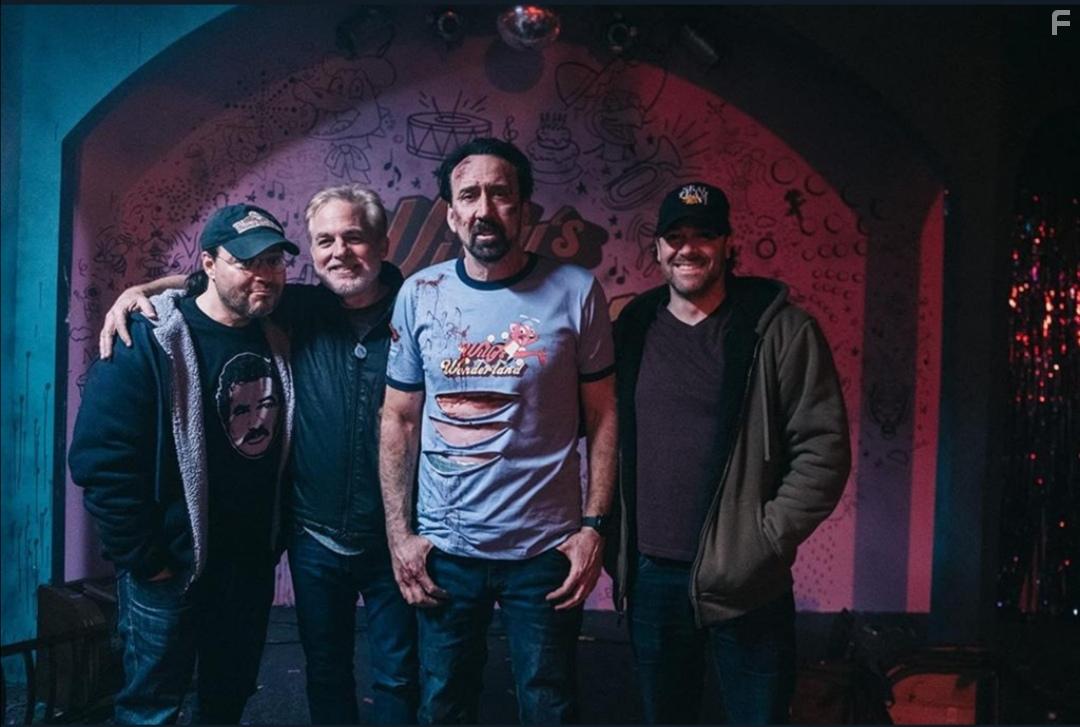 Nicolas Cage, Grant Cramer, Kevin Lewis, and Jeremy Daniel Davis in Willy's Wonderland (2021)