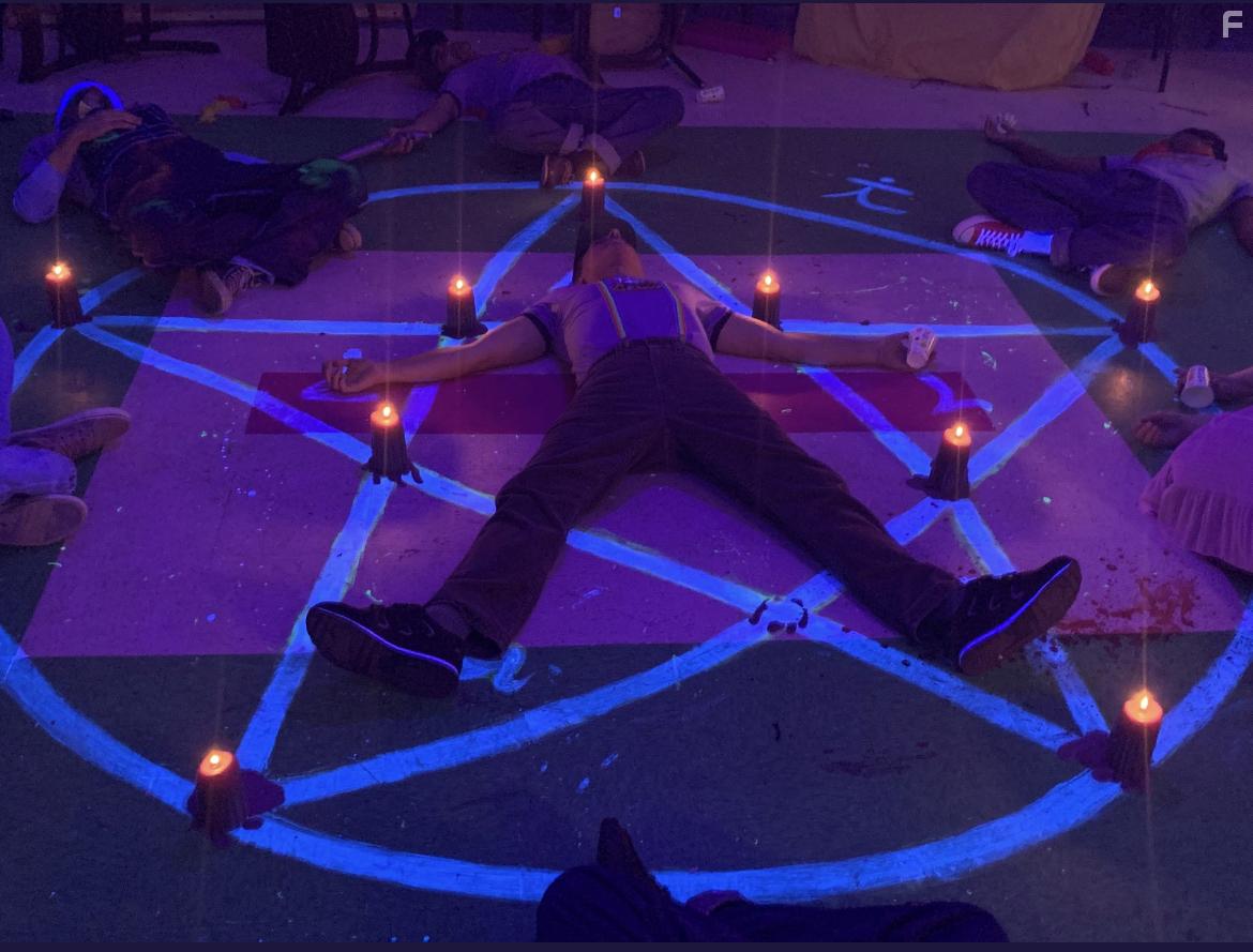 Grant Cramer, Lawreen K. Yakkel, Ashann Bachan, Kevin Brown, Eduardo Lozano, Nathaniel Smith Jr., and Demetrios Stavropoulos in Willy's Wonderland (2021)