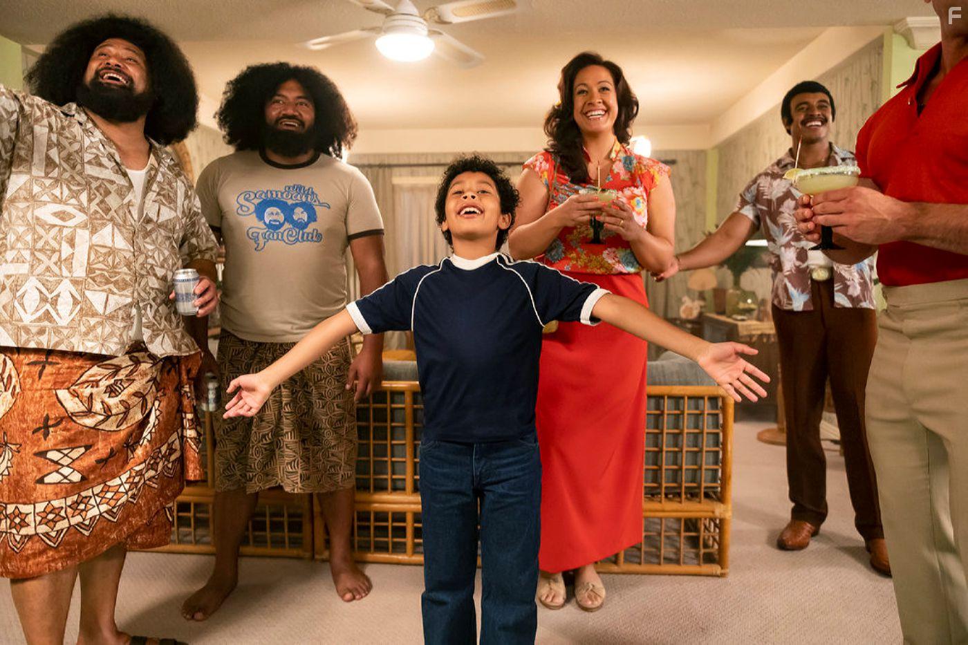 John Tui, Stacey Leilua, Joseph Lee Anderson, and Adrian Groulx in Young Rock (2021)