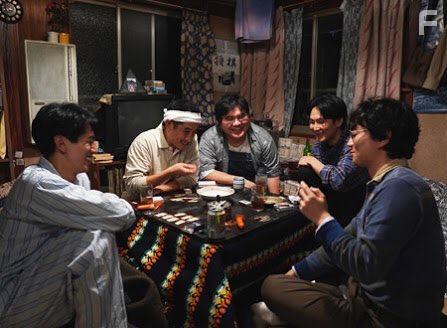 Ryhei Matsuda, Kiyohiko Shibukawa, Shta Sometani, and Kento Nagayama in Nakimushi Shottan no kiseki (2018)