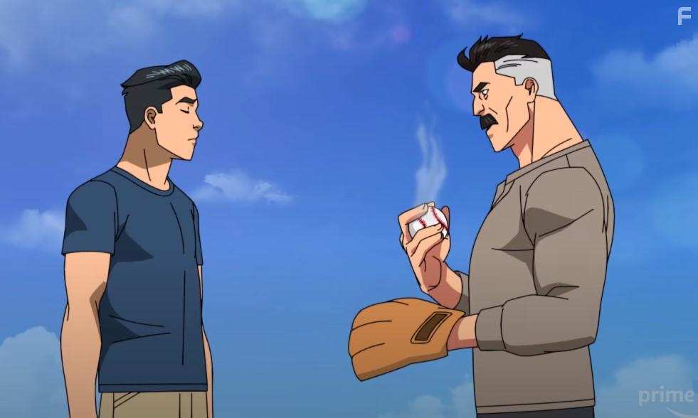 J.K. Simmons and Steven Yeun in Invincible (2021)