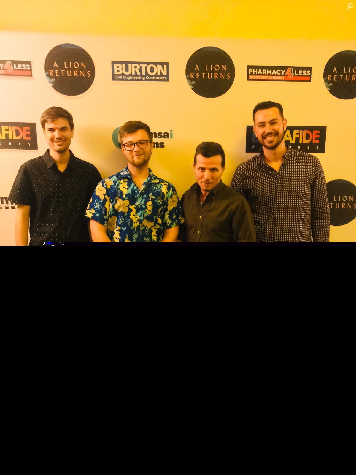 Lachlan Wylie, Sean Foster (XXIV), Serhat Caradee, Jake Ludlow at the Sydney premiere of A Lion Returns (2020).