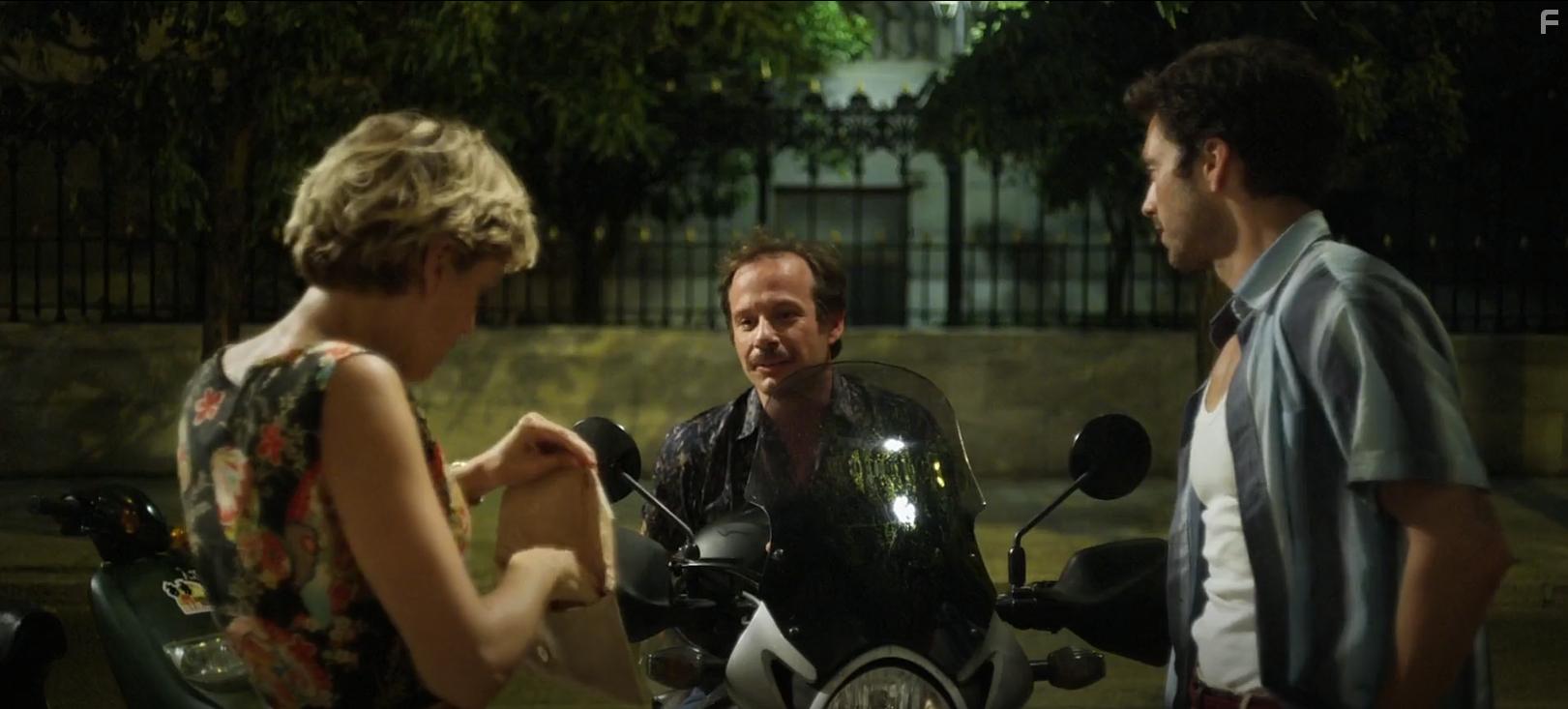 Yorgos Pirpassopoulos, Sebastian Stan, and Denise Gough in Monday (2020)