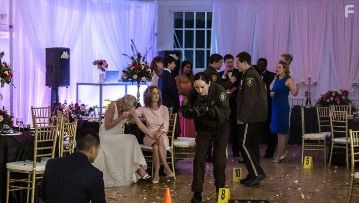 Lindsay Maxwell, Carlos PenaVega, and Michelle Brezinski in Picture Perfect Mysteries: Newlywed and Dead (2019)