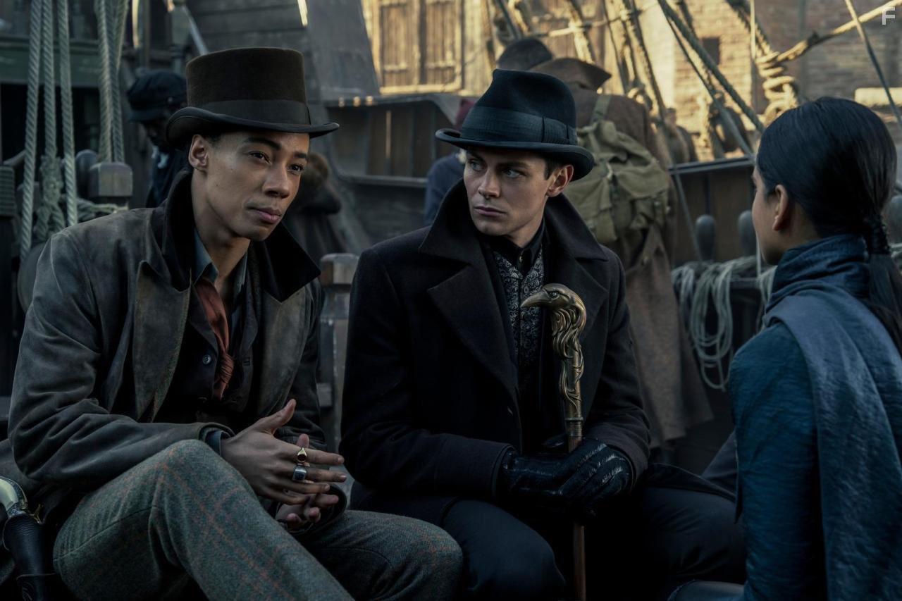 Kit Young, Freddy Carter, and Amita Suman in Shadow and Bone (2021)