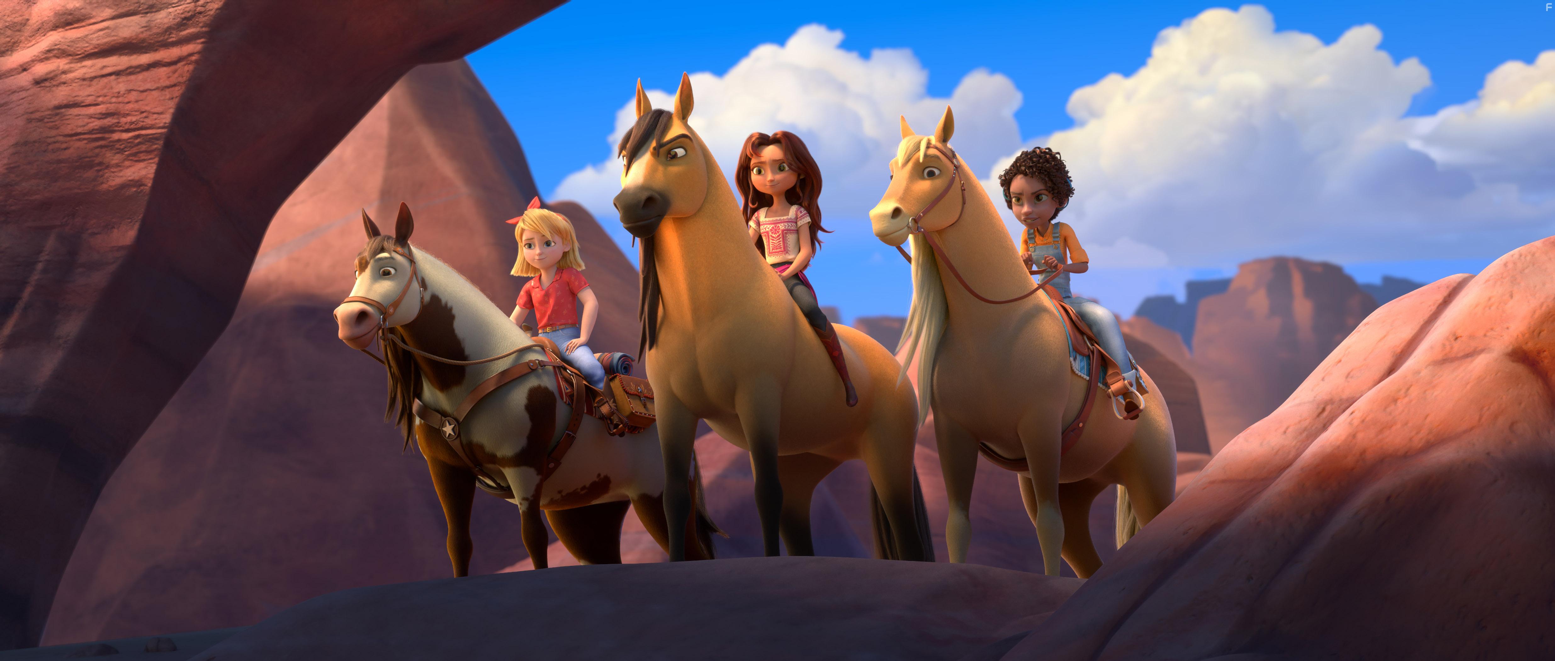 Elaine Bogan, Mckenna Grace, Isabela Merced, and Marsai Martin in Spirit Untamed (2021)