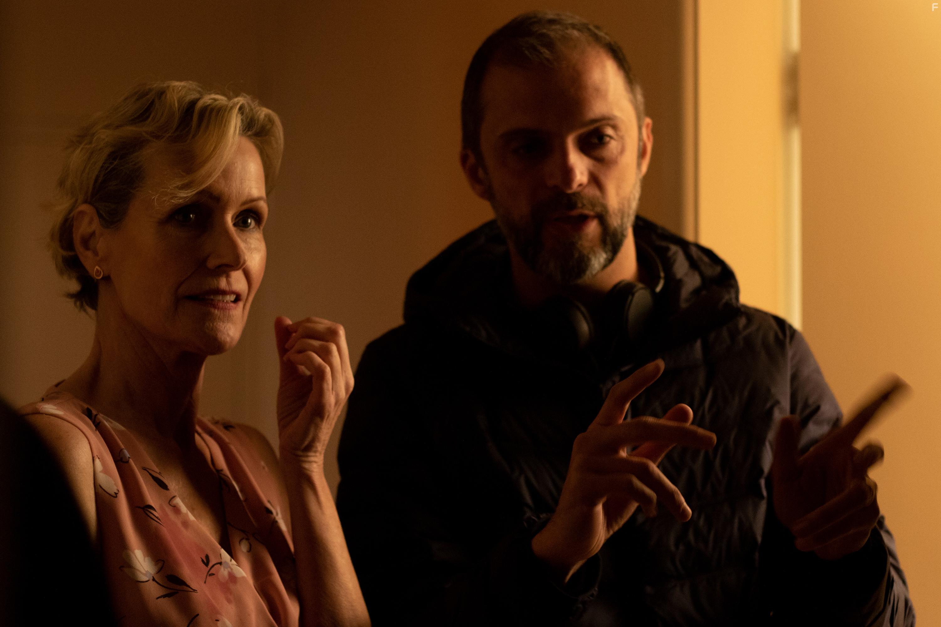 Director Enzo Tedeschi and Actress Barbara Bingham on the set of Deadhouse Dark.