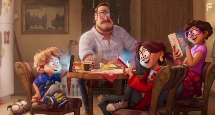 Maya Rudolph, Danny McBride, Abbi Jacobson, Michael Rianda, and Doug the Pug in The Mitchells vs. the Machines (2021)