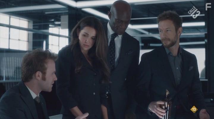 Kris Holden-Ried, Peter Mensah, Mark Rendall, and Tamara Duarte in Departure (2019)