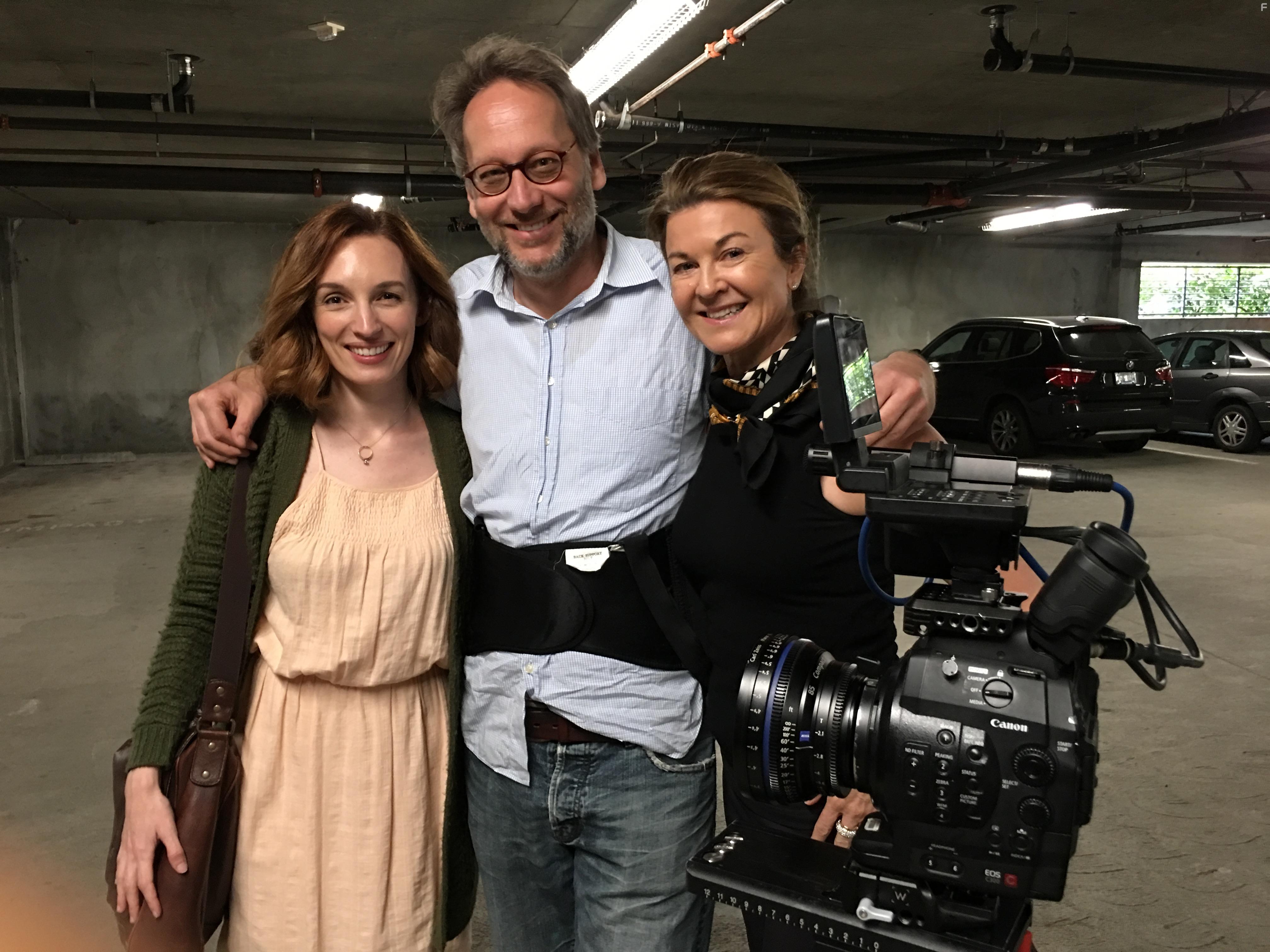 On set "Deany Bean is Dead" with Director, Mikael Kreuzriegler and Allison Volk