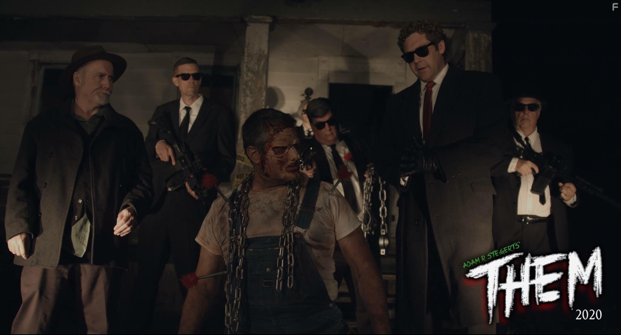 Michael O'Hear, Christopher Brechtel, Norman Queeno, Steve Losey, Bill Smith, Chris Drexel, and Danielle Bernas in The Horrific Evil Monsters (2021)