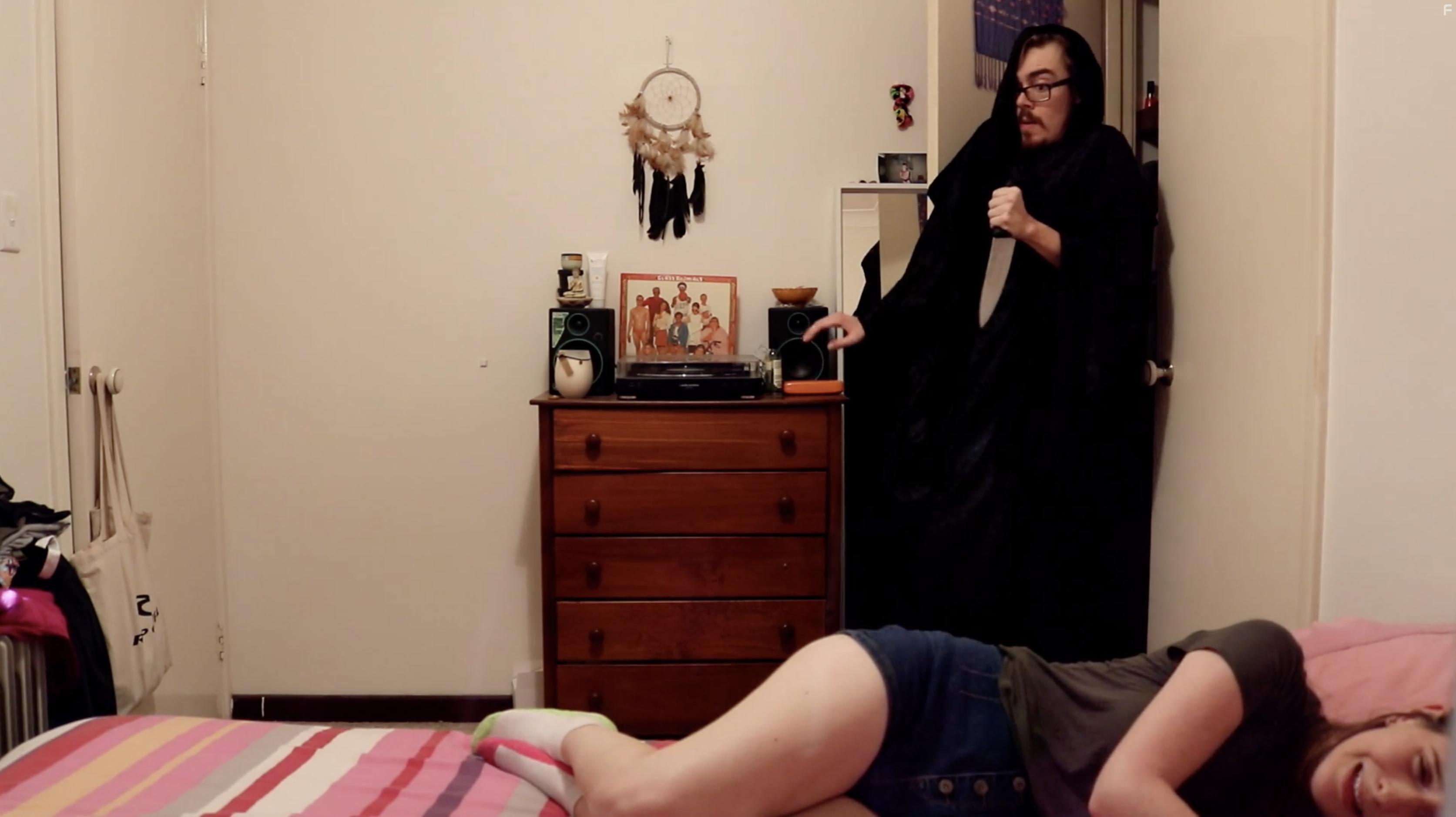 Elise Wilson and Daniel Buckle in Everybody Gets Stabbed (2020)